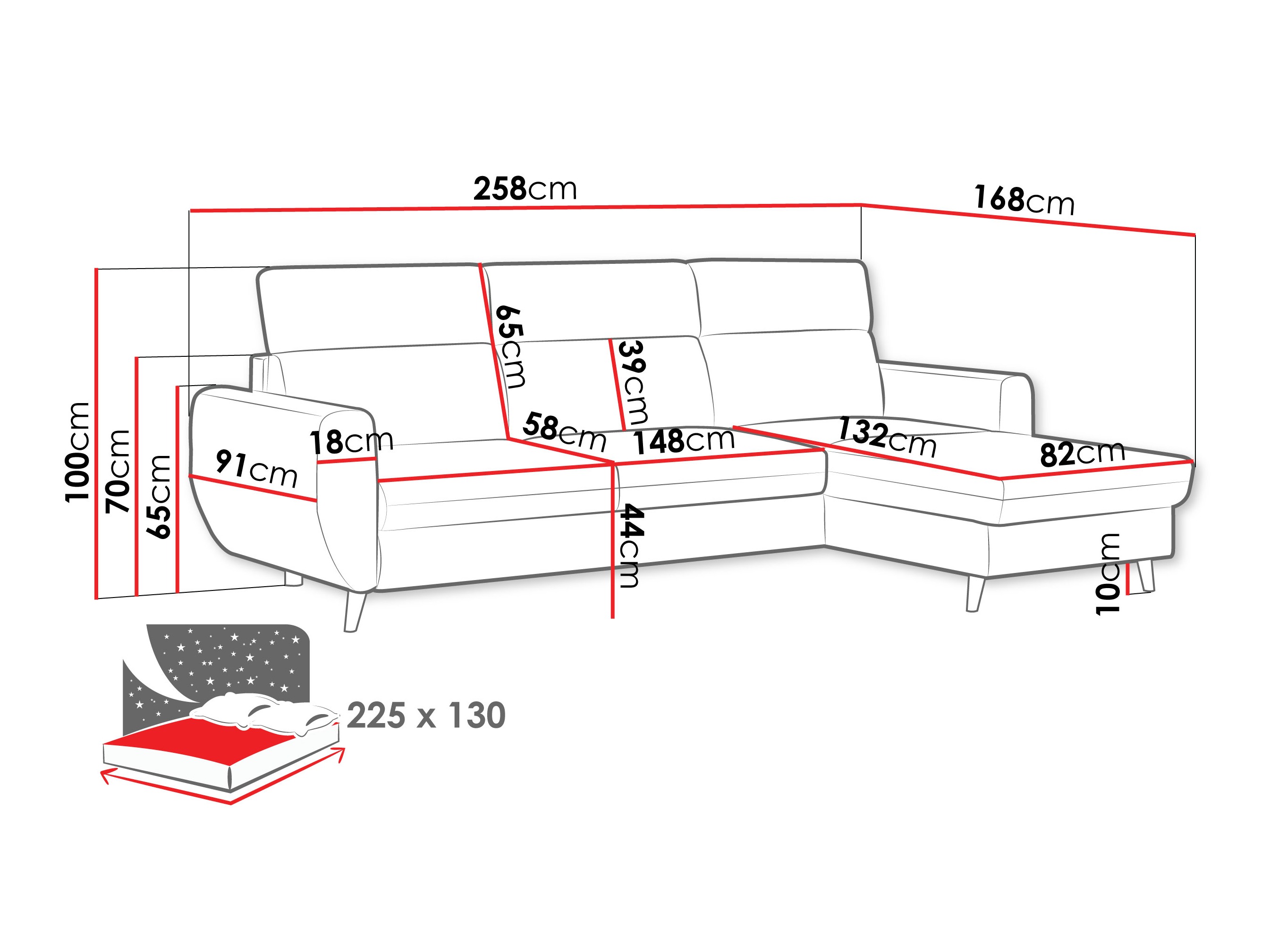 Sofá rinconero Temple 132 (Cruz 35)