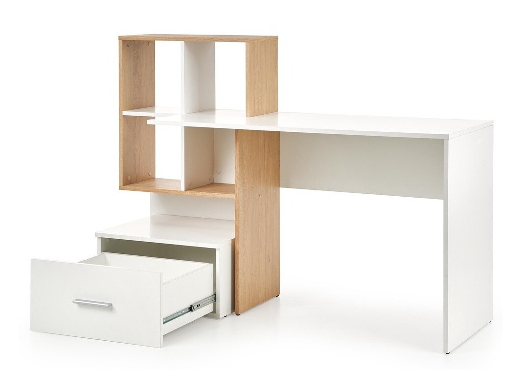 Mesa de oficina Houston 826 (Blanco + Roble dorado)