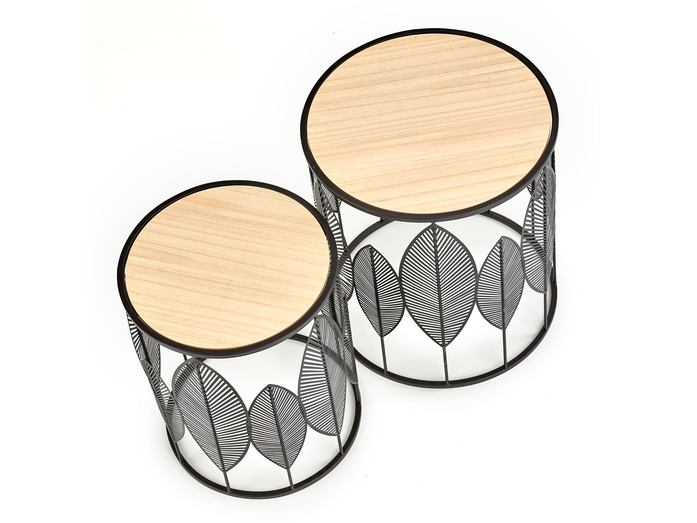 Conjunto de mesas auxiliares Houston 974 (Negro + Luminoso madera)