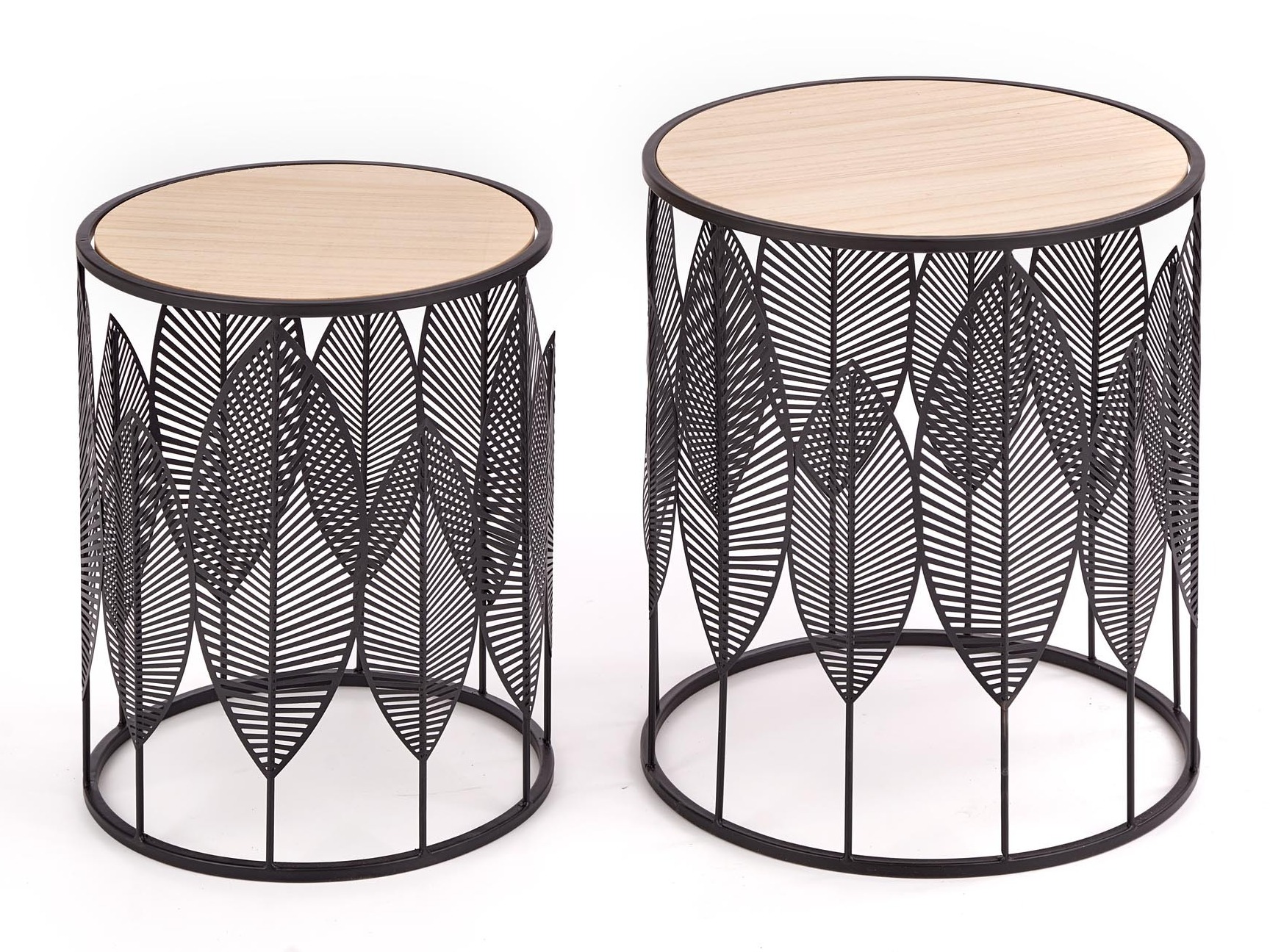 Conjunto de mesas auxiliares Houston 974 (Negro + Luminoso madera)