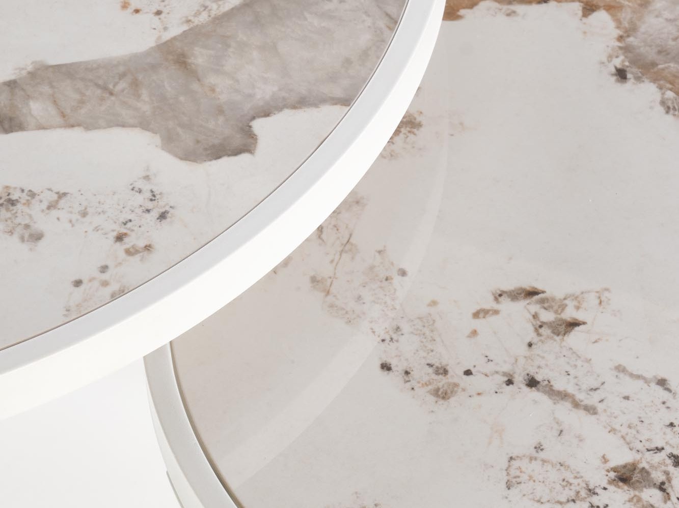 Conjunto mesa de centro Houston 1658 (Blanco + Mármol blanco)