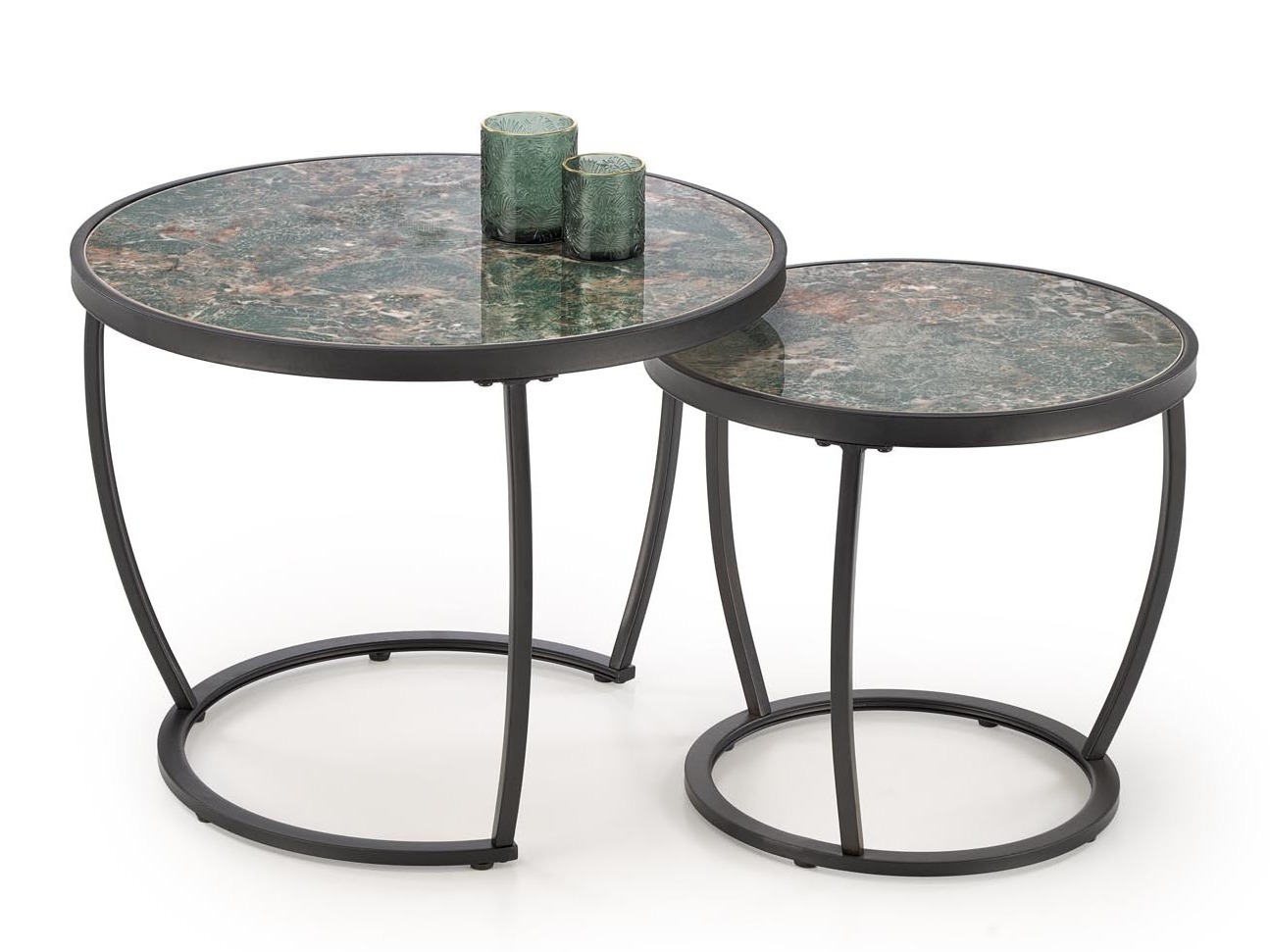 Conjunto mesa de centro Houston 1658 (Negro + Mármol verde)