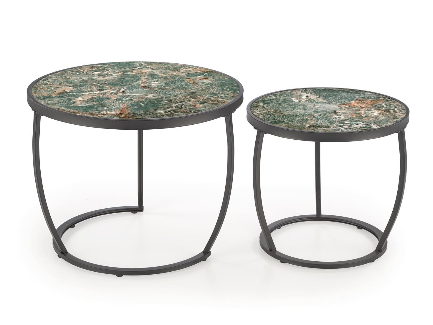 Conjunto mesa de centro Houston 1658 (Negro + Mármol verde)
