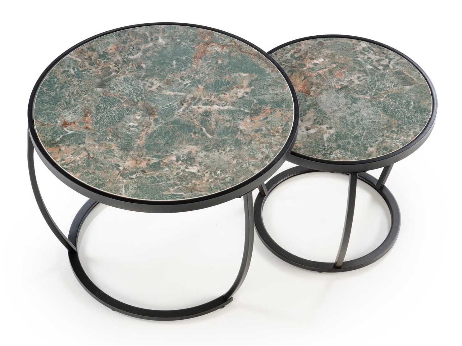 Conjunto mesa de centro Houston 1658 (Negro + Mármol verde)