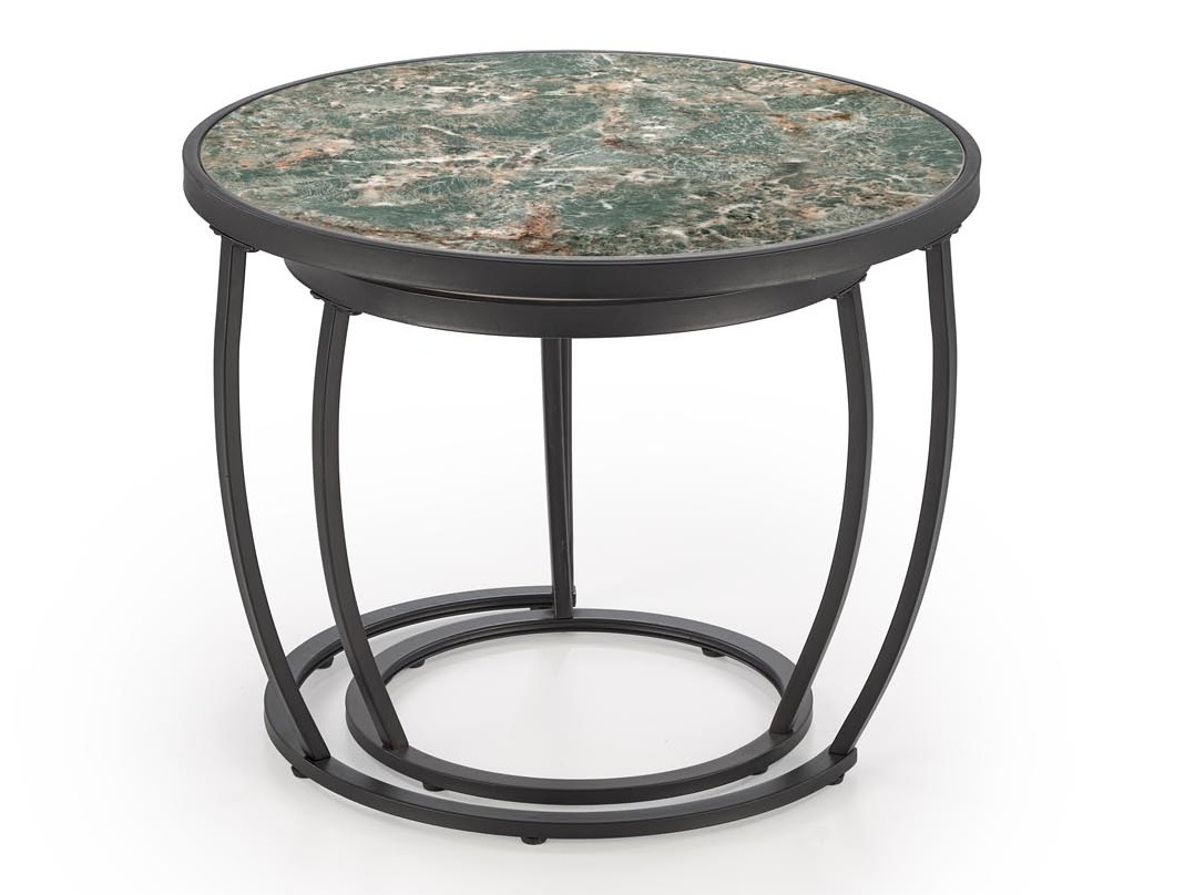 Conjunto mesa de centro Houston 1658 (Negro + Mármol verde)