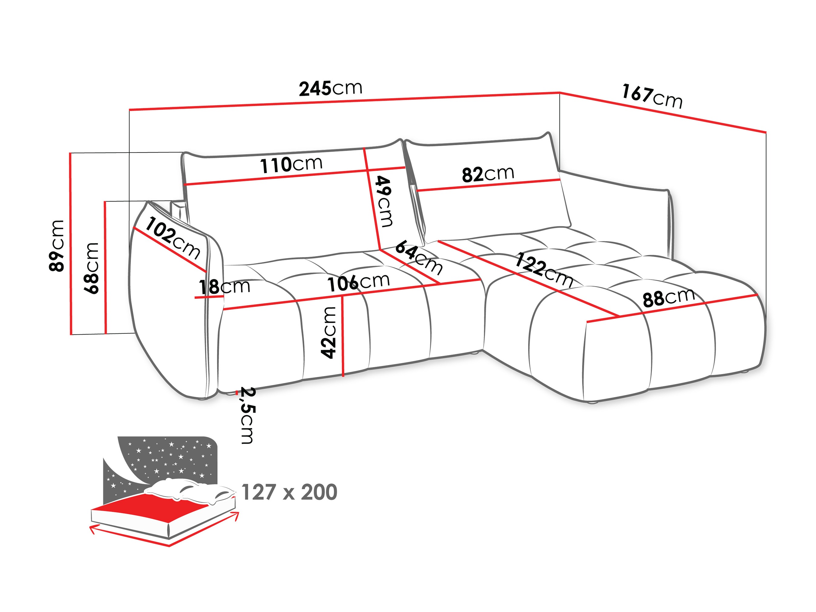 Sofá rinconero Lima 136 (Lumo 65)
