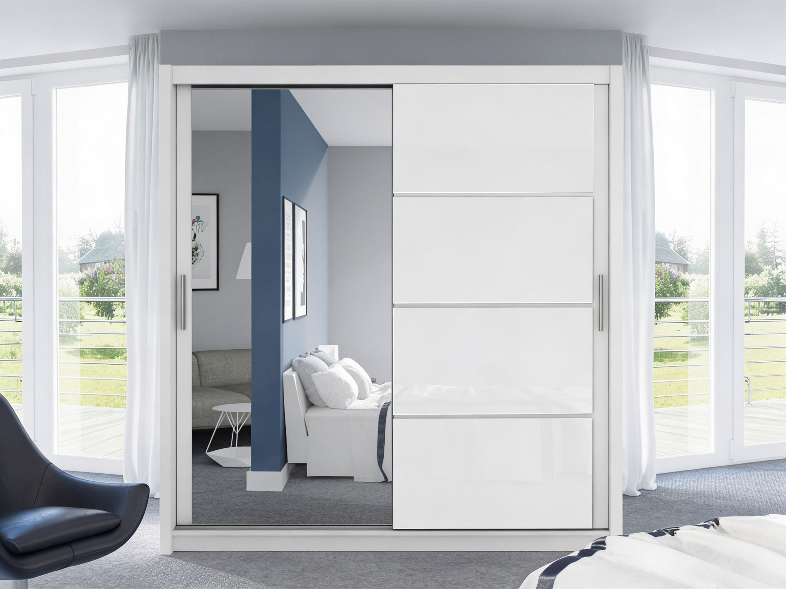 Armario Honolulu 111 (Blanco + Blanco brillante)