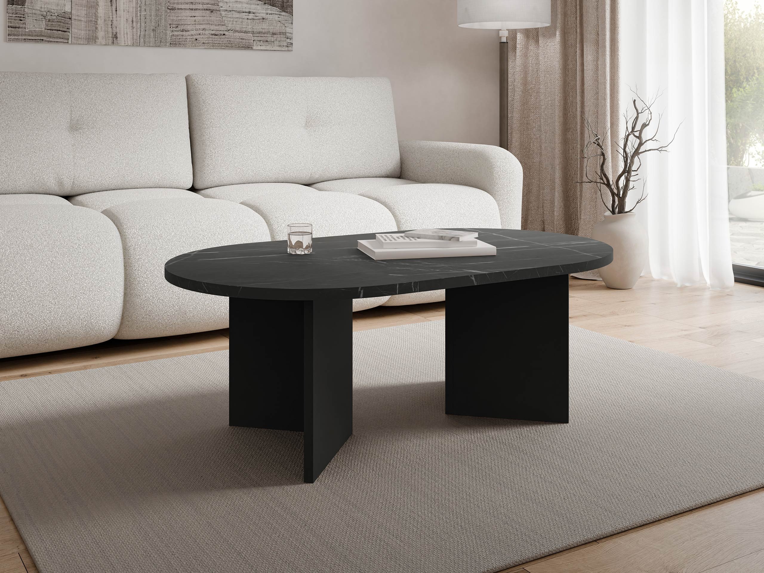 Mesa de centro Comfivo Fungus (Mármol negro + Negro)