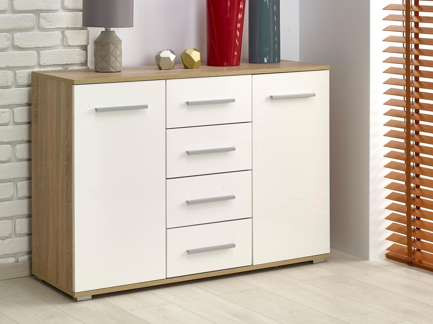 Cómoda Cirveso 103 (Roble Sonoma + Blanco brillante)
