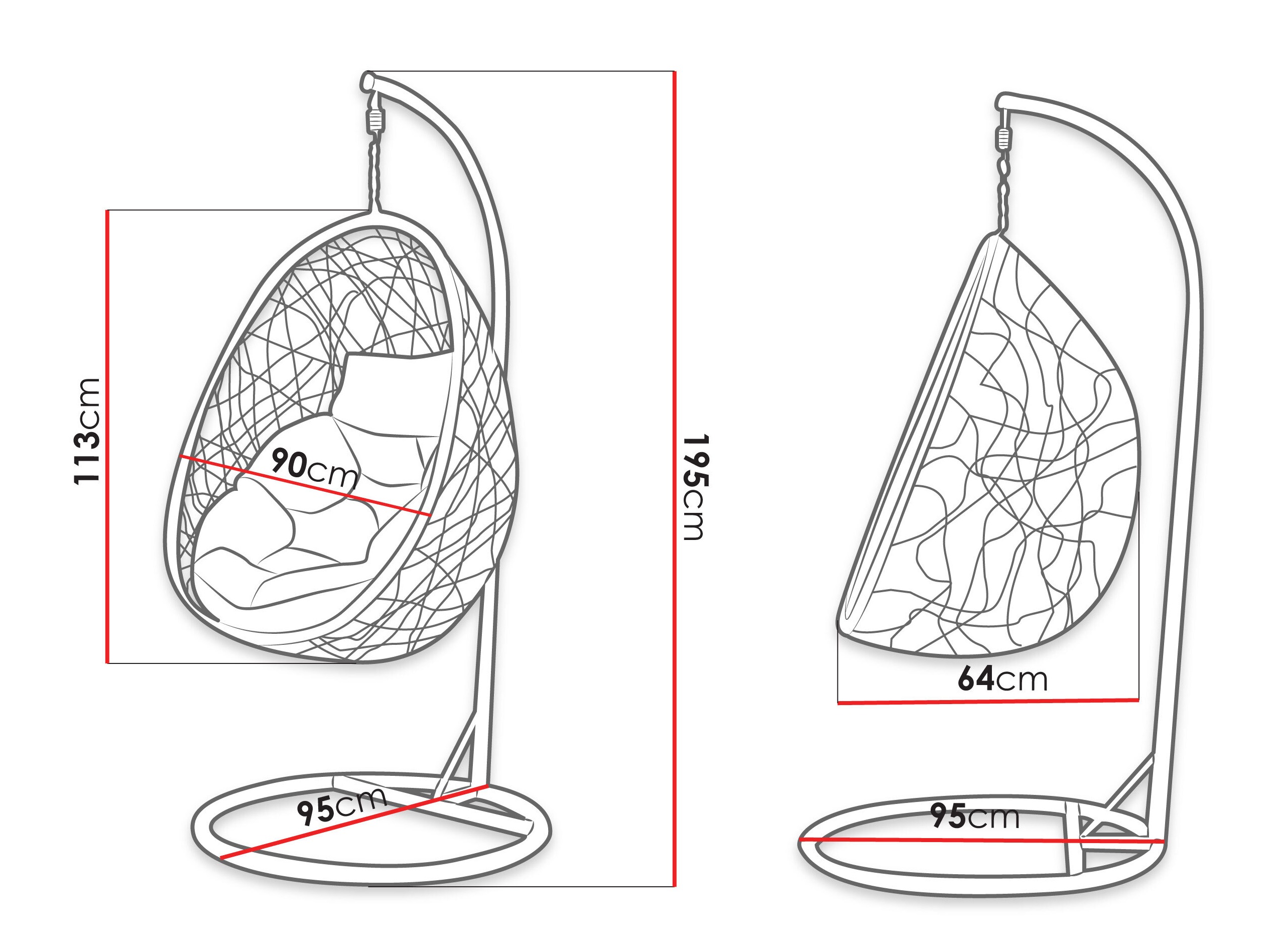 Silla colgante Comfivo Undtudo (Gris oscuro + Gris)