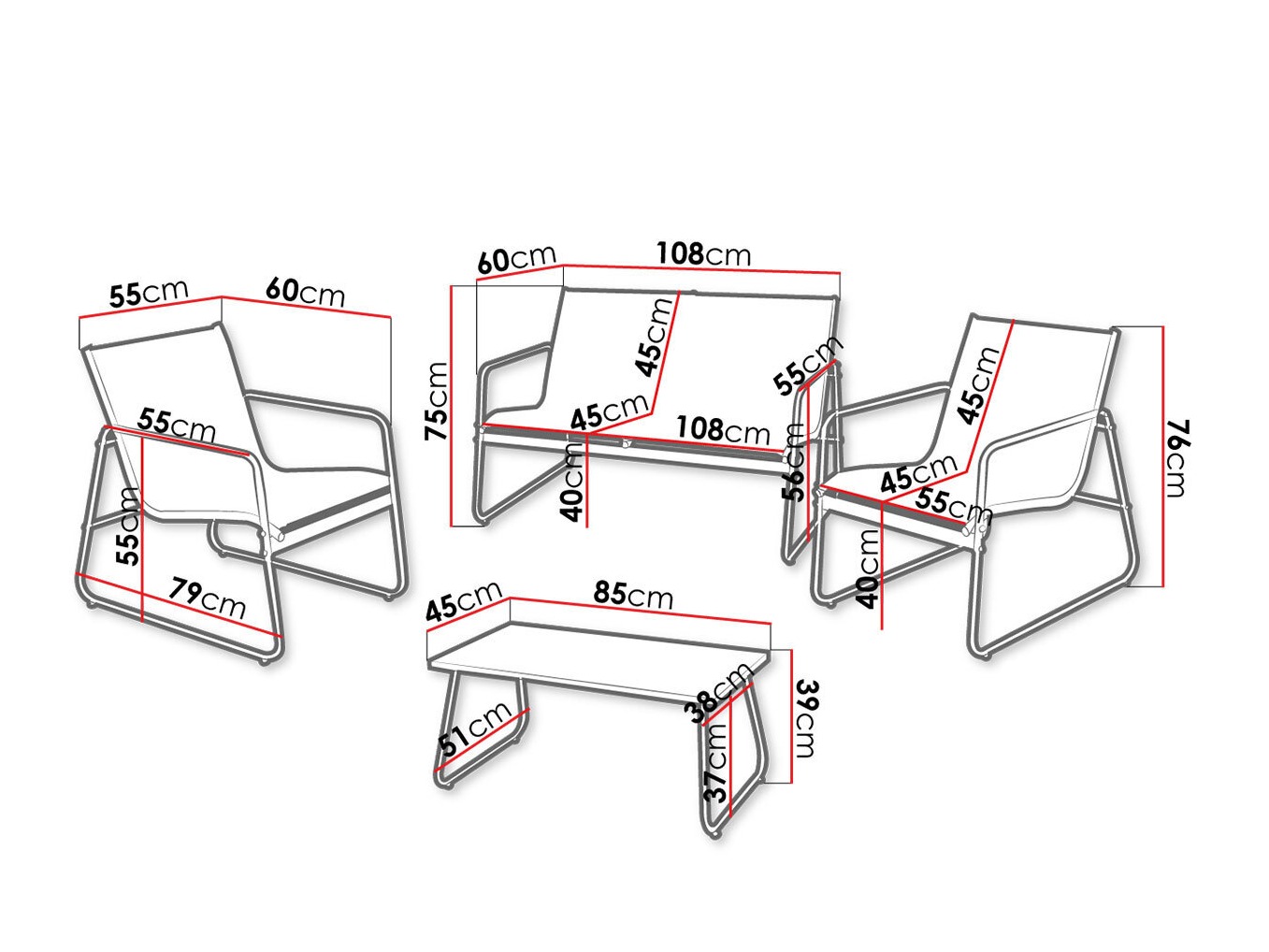 Conjunto de muebles de exterior Aques