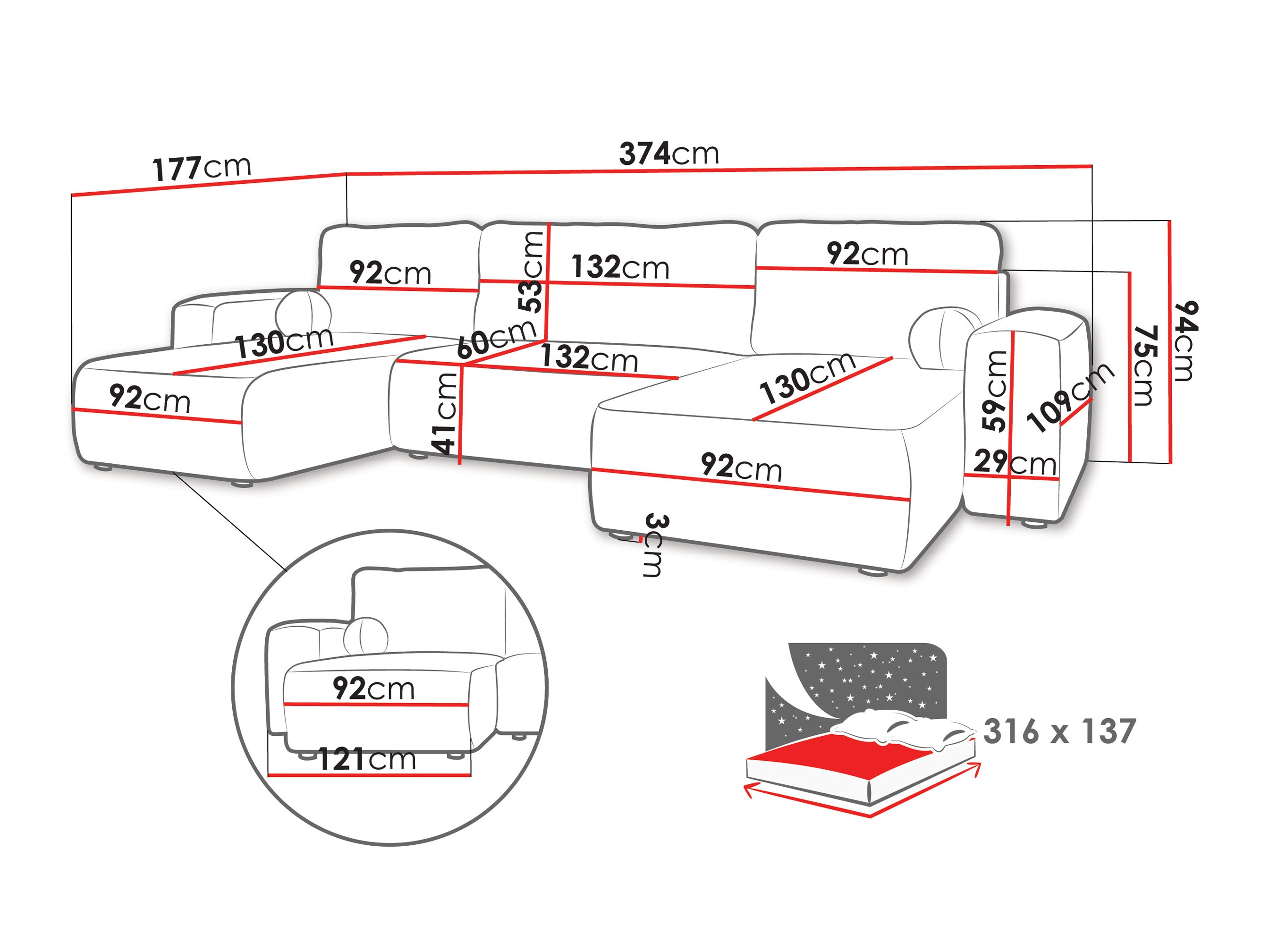 Sofá rinconero TrendyNest Piscor (Coral 80)