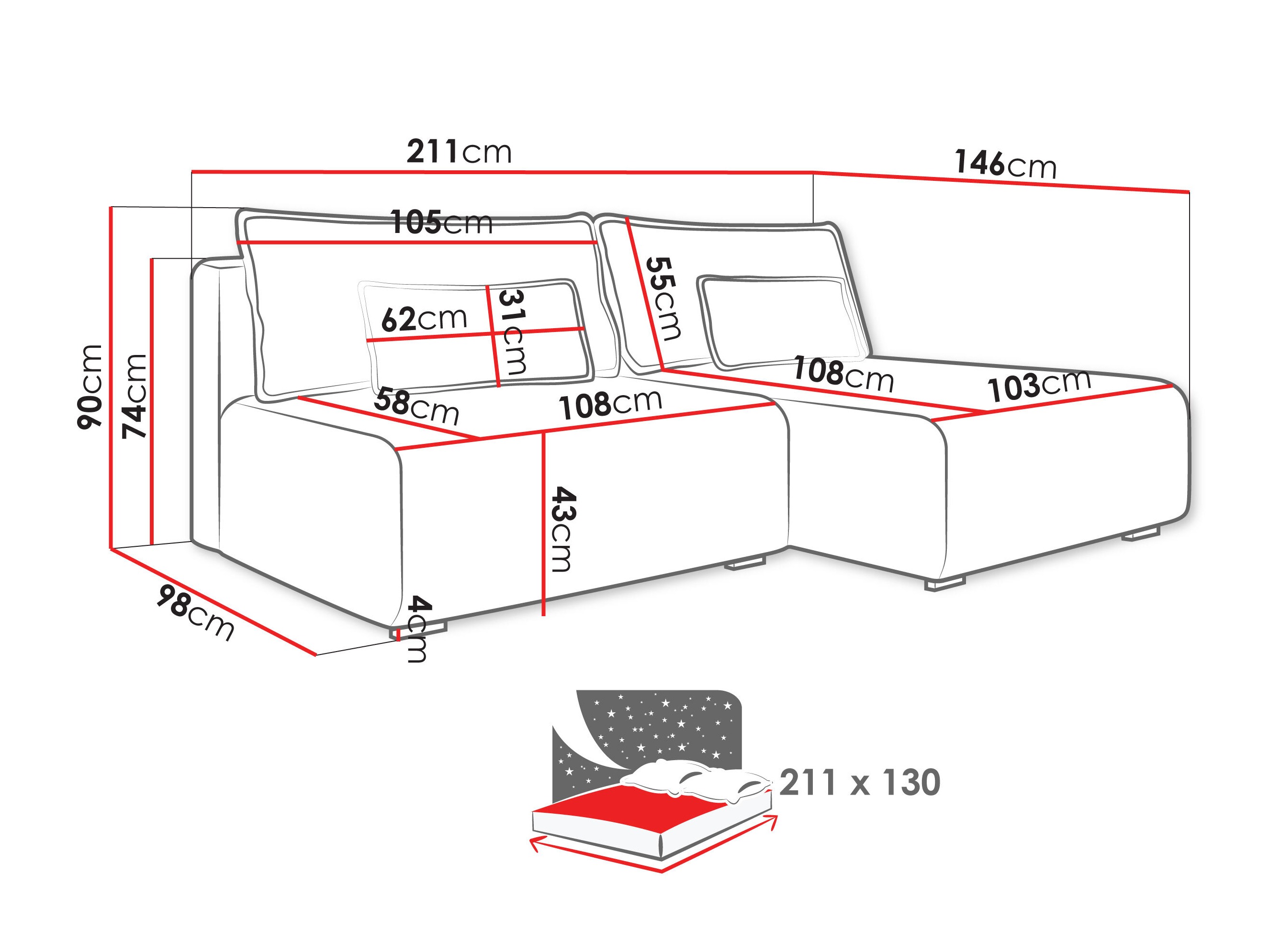 Sofá rinconero TrendyNest Fenestal (Tilia 11)