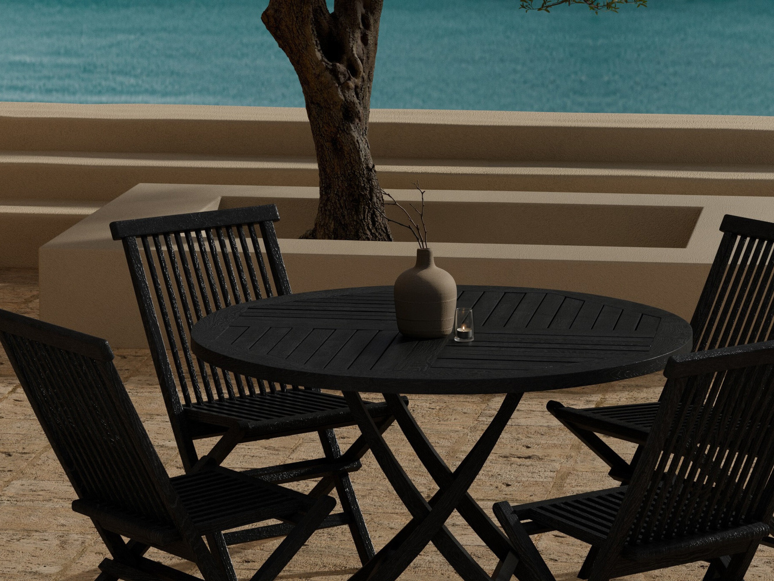 Conjunto de mesa y sillas Nunova 145 (Negro)