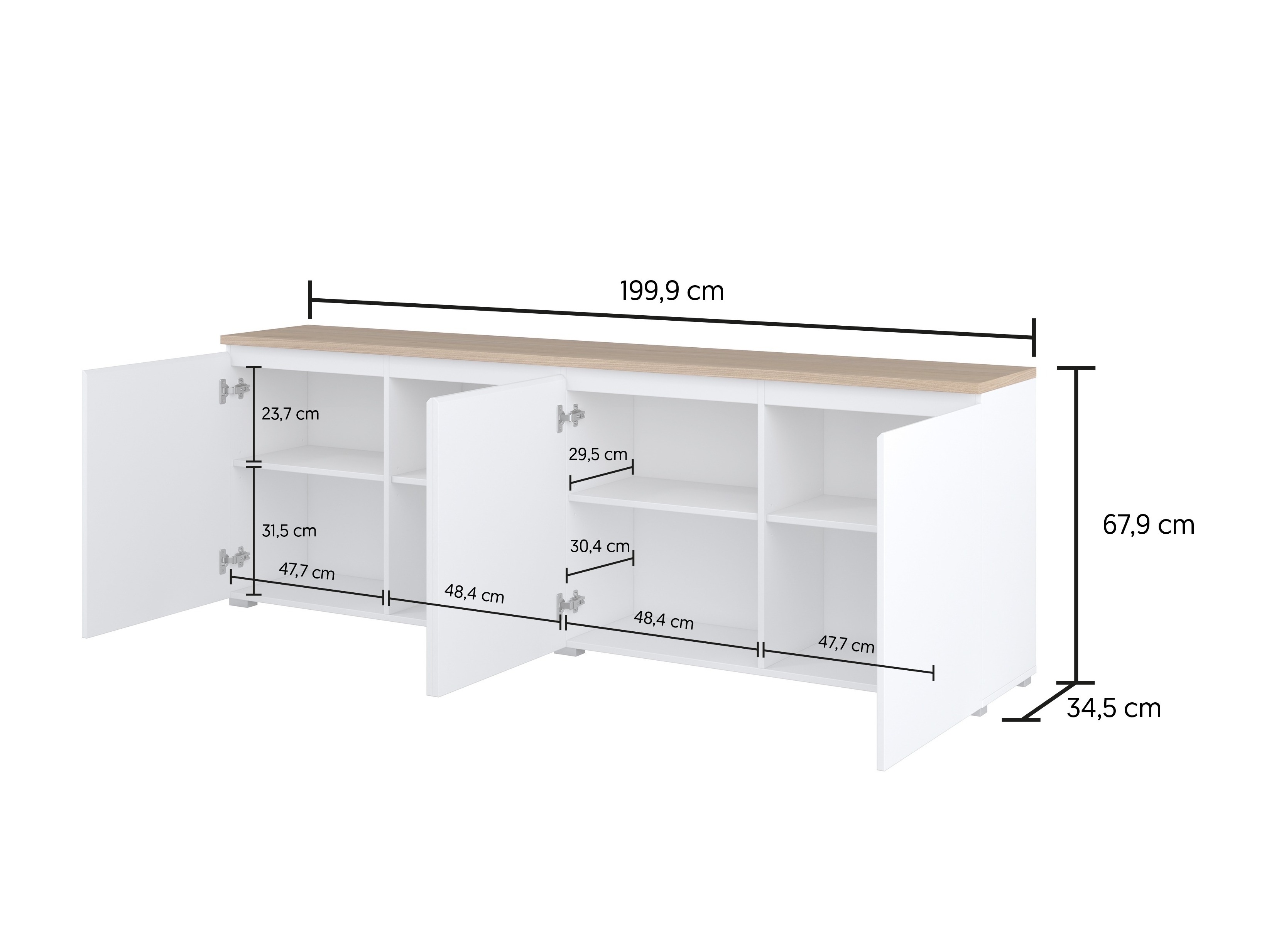 Aparador Baletu 105 (Blanco + Roble)
