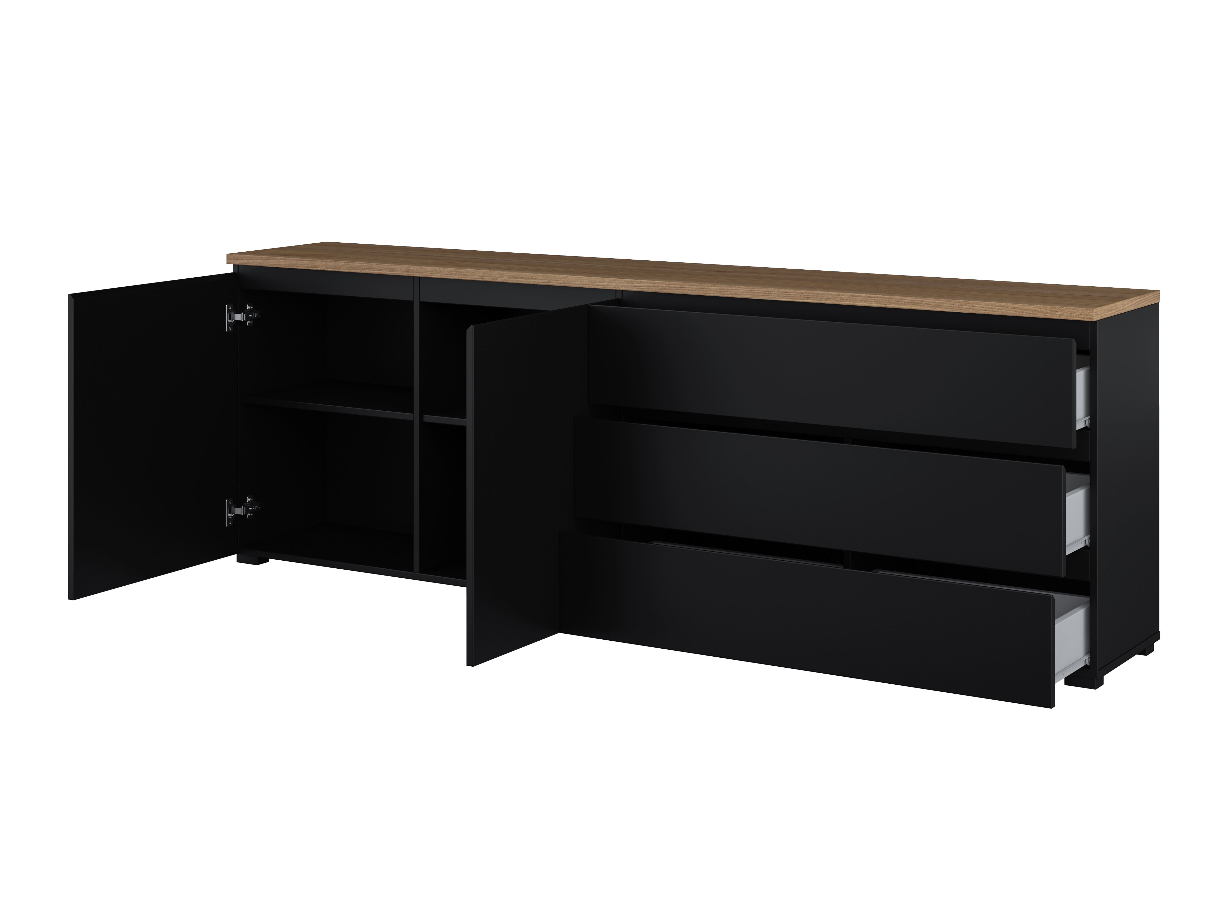 Cómoda Baletu 107 (Negro + Roble)