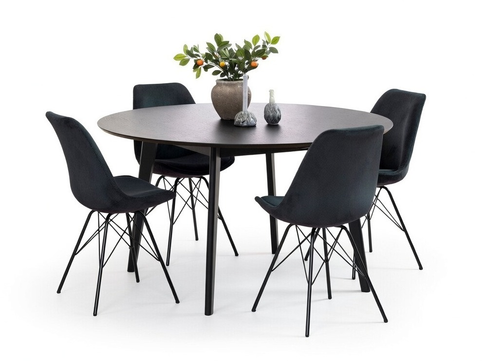 Conjunto de mesas y sillas para comedor Norsica 505 (Gris oscuro + Negro)