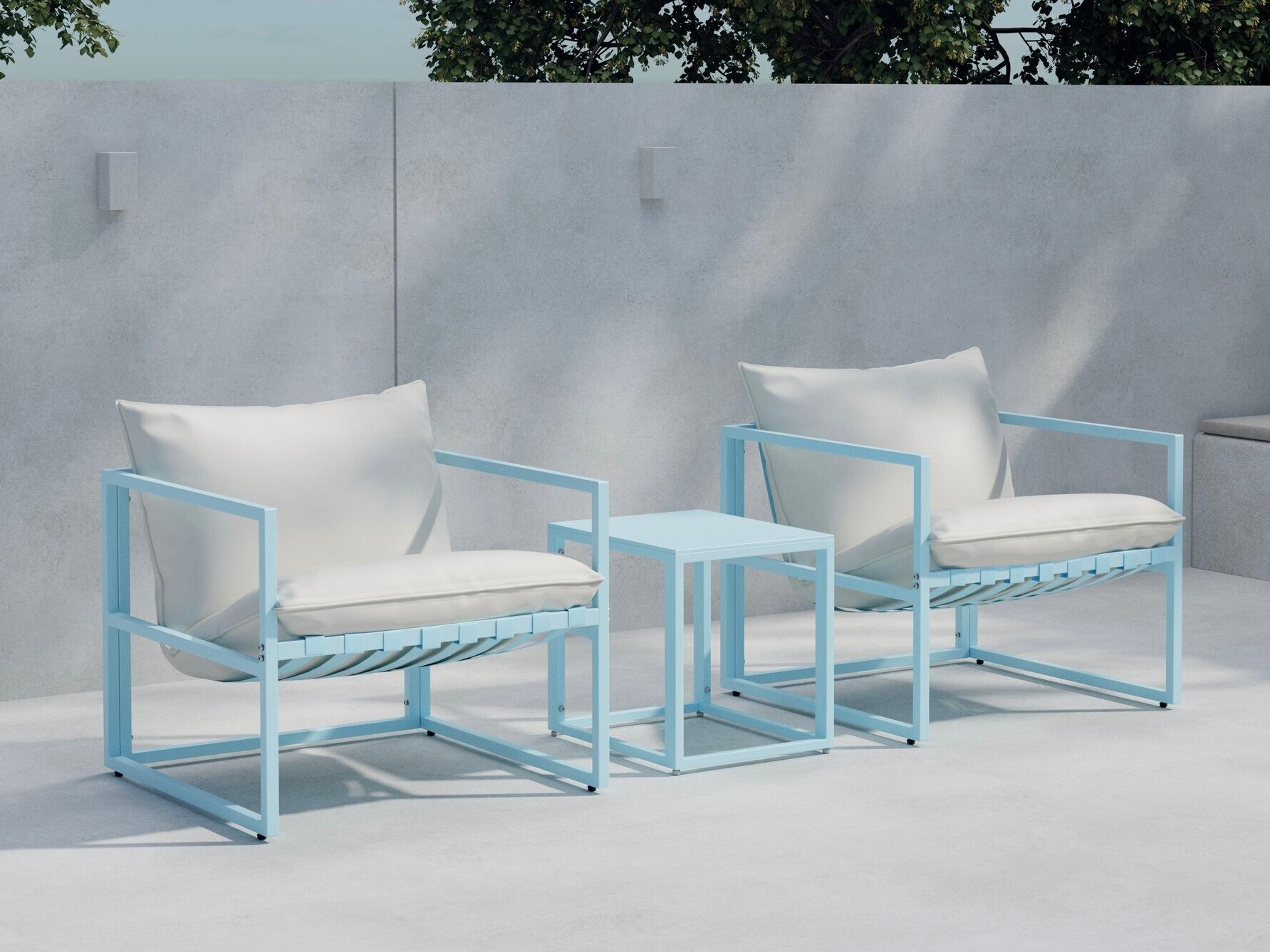 Conjunto de muebles de exterior Dallas 5186 (Azul claro + Beige)