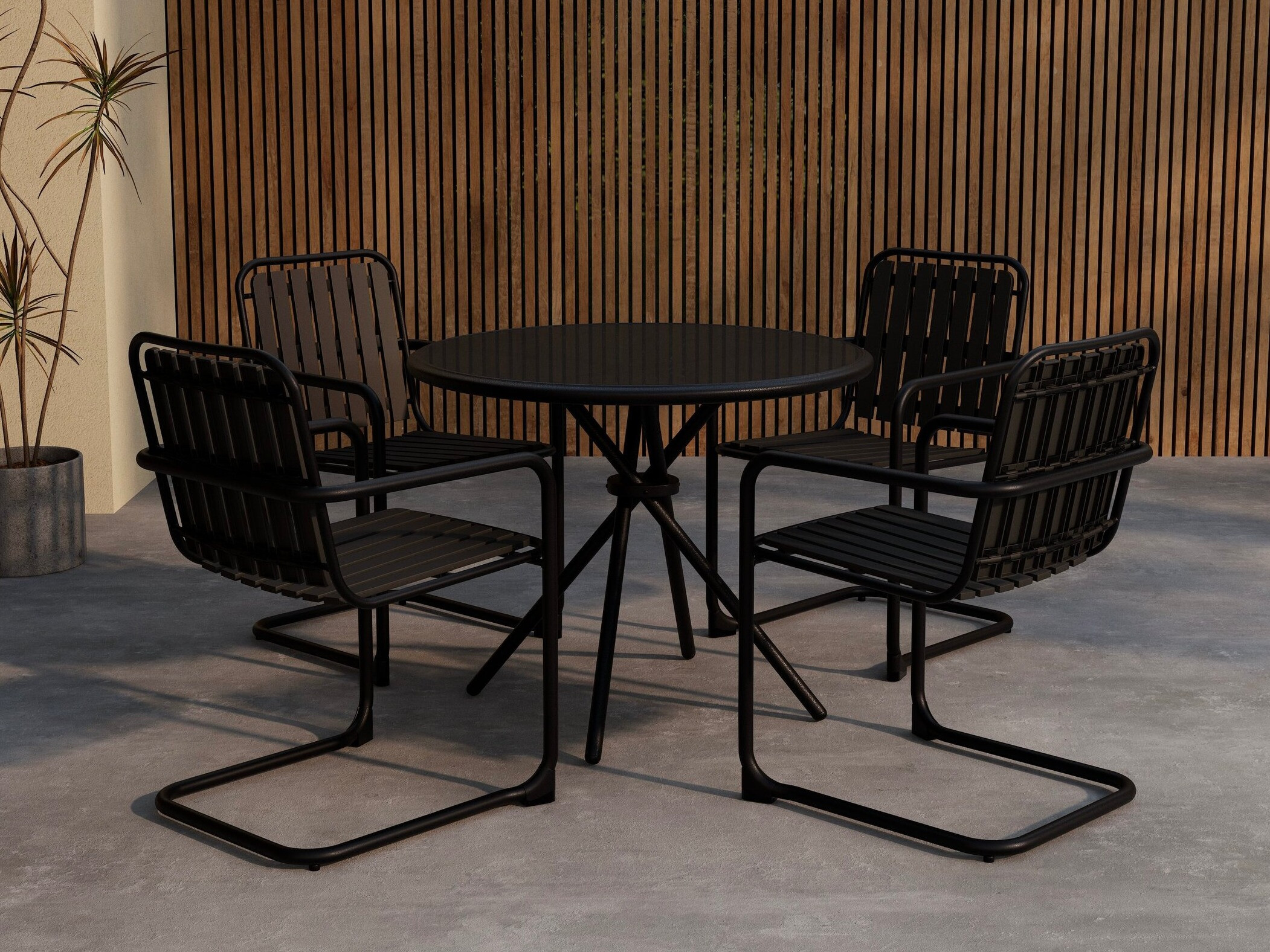 Conjunto de mesa y sillas Dallas 5192 (Negro)