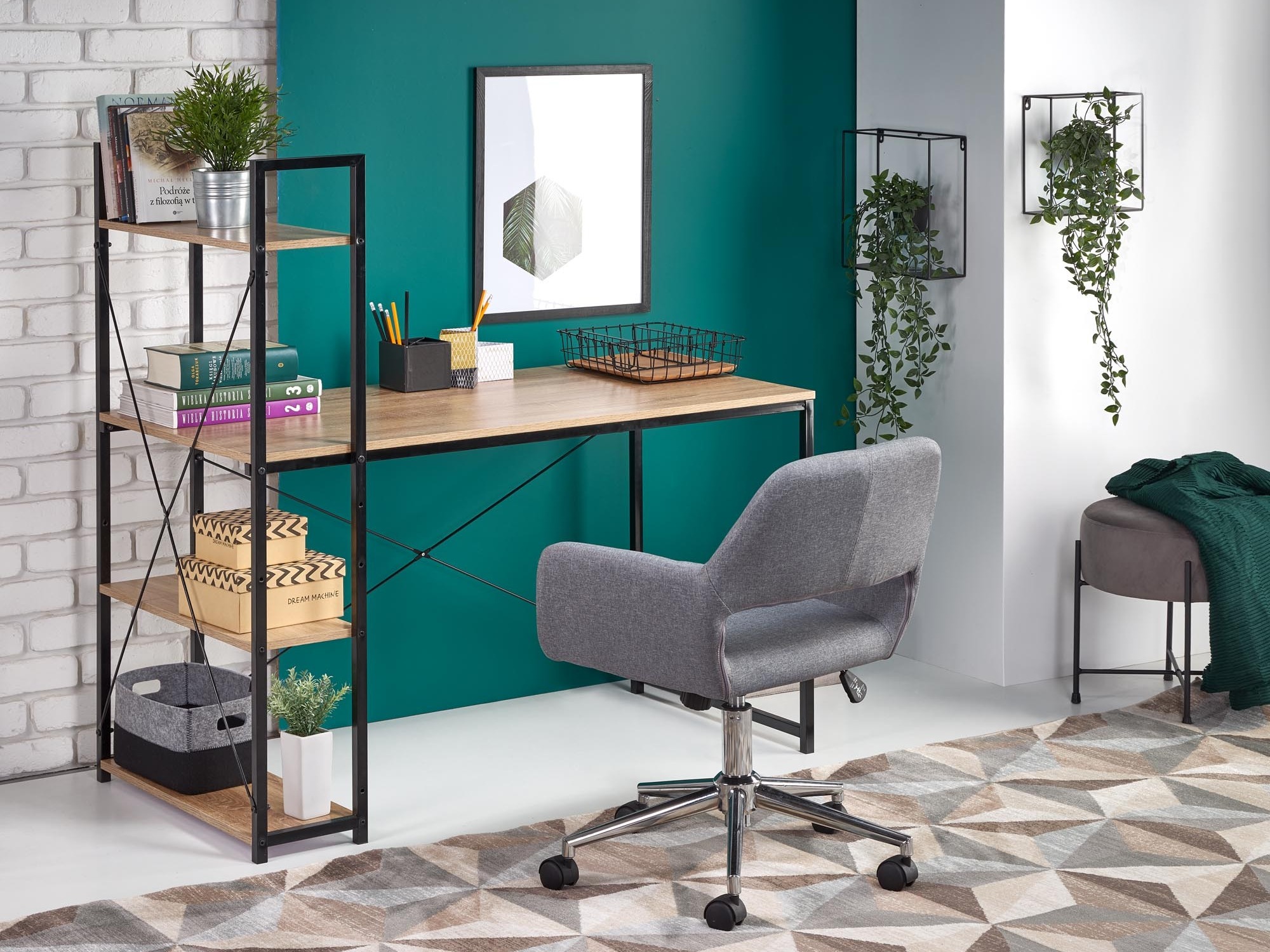 Mesa de oficina Houston 1888 (Roble Sonoma + Negro)