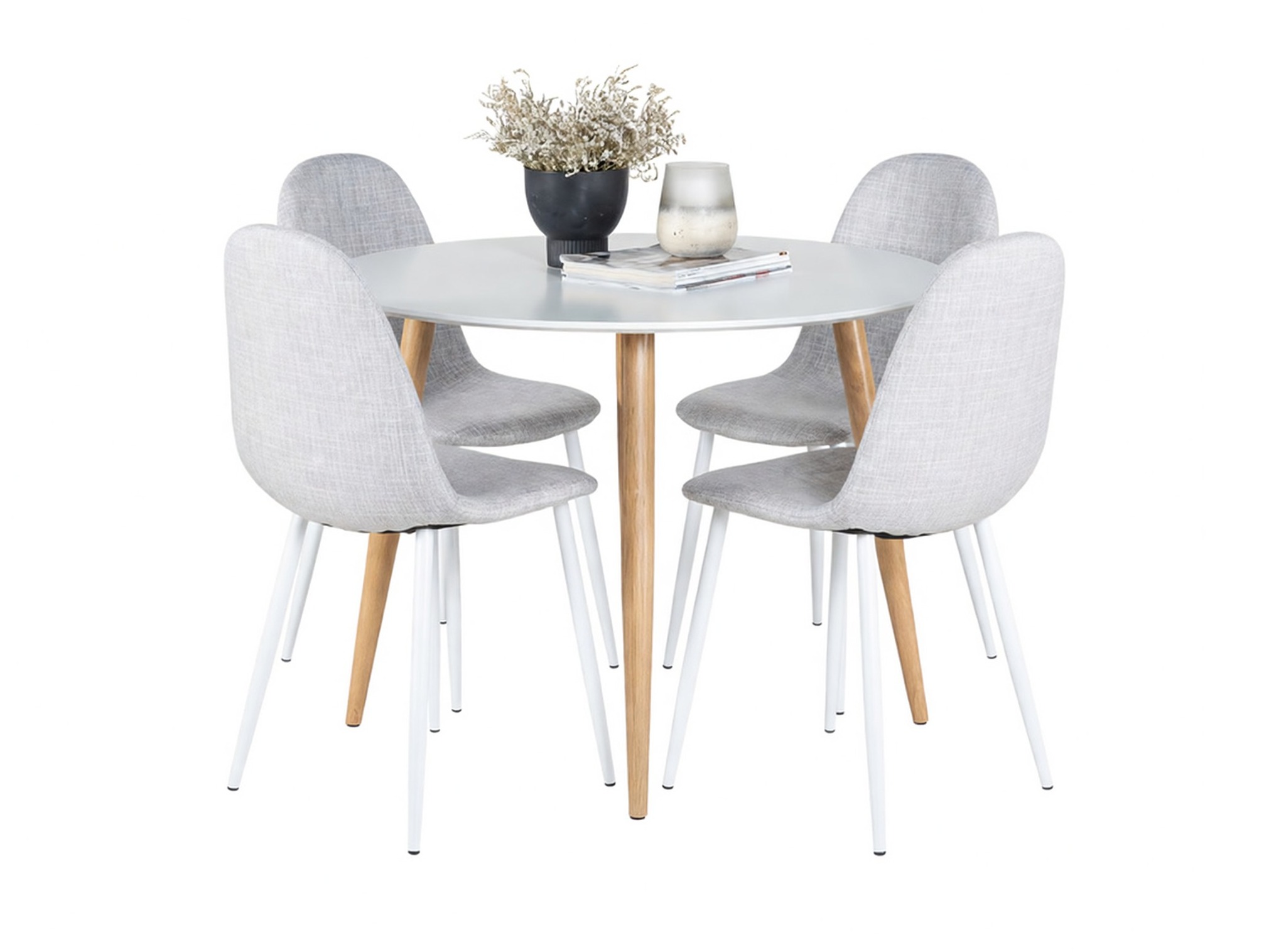 Conjunto de mesas y sillas para comedor Dallas 291 (Gris claro + Blanco)