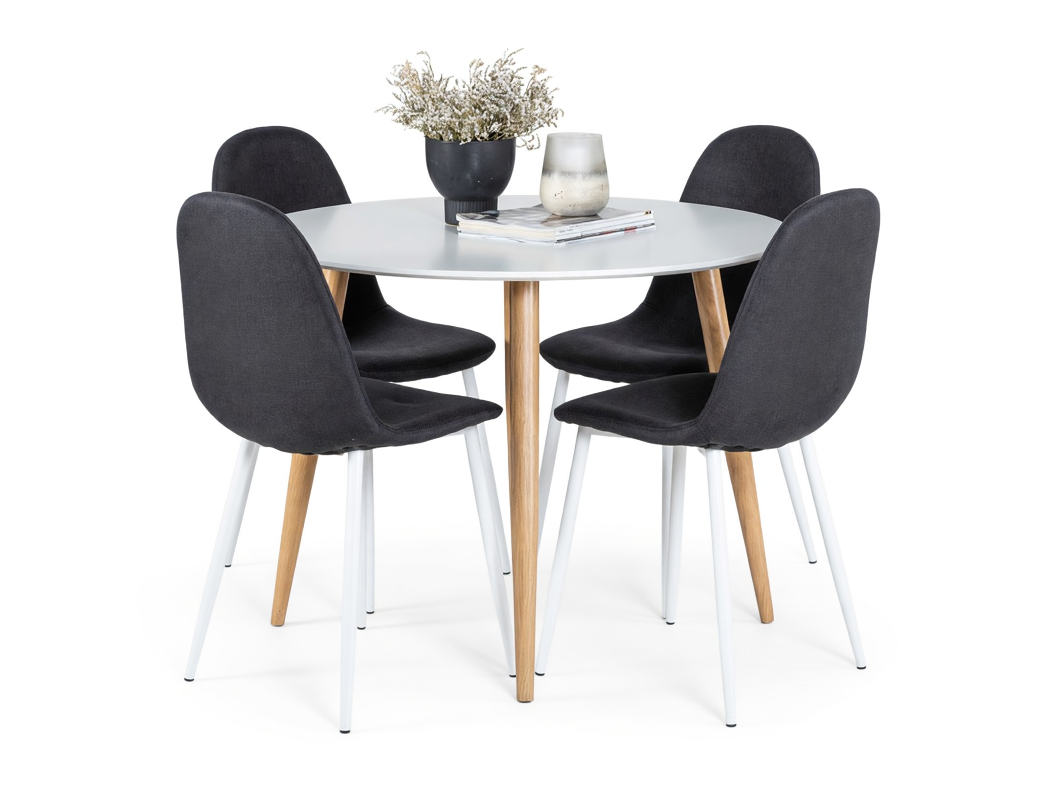Conjunto de mesas y sillas para comedor Dallas 291 (Negro + Blanco)