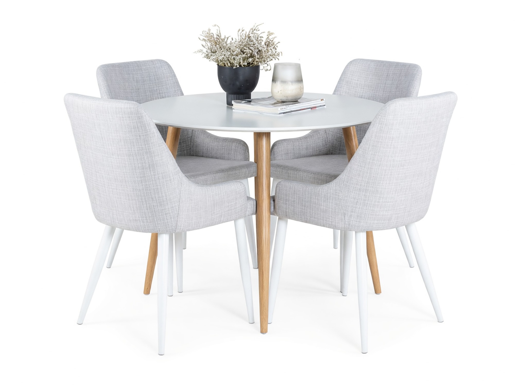 Conjunto de mesas y sillas para comedor Dallas 299 (Gris claro + Blanco)