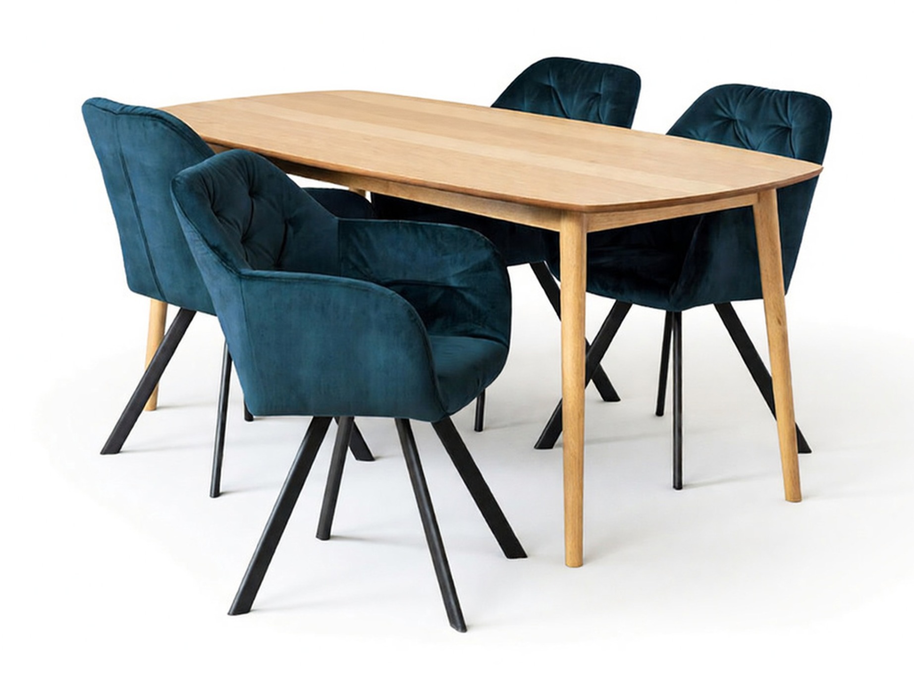 Conjunto de mesas y sillas para comedor Norsica Daltea 117 (Azul oscuro + Negro)