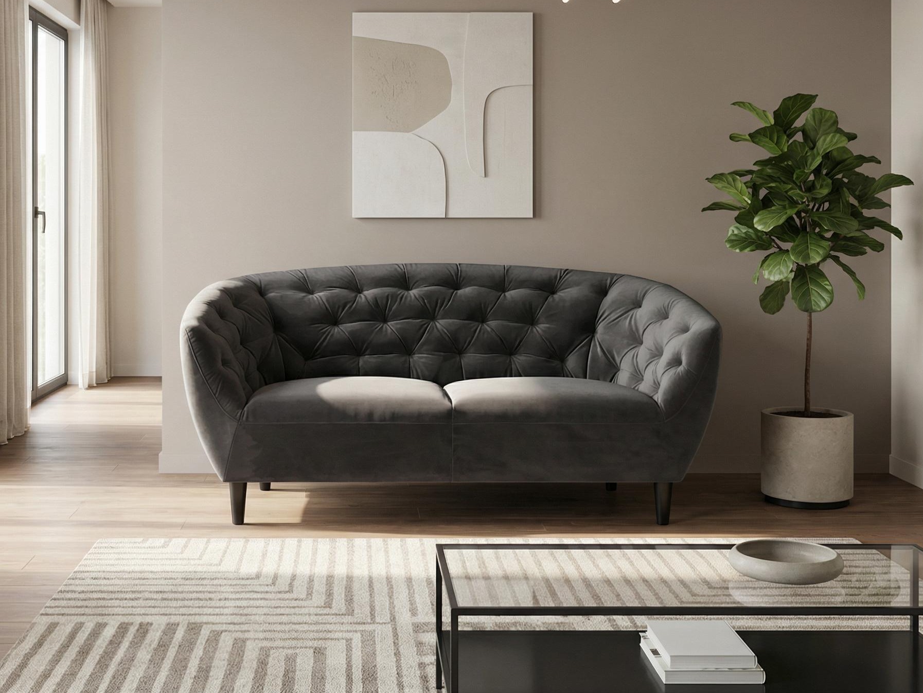 Sofá chesterfield Norsica 260 (Gris oscuro)