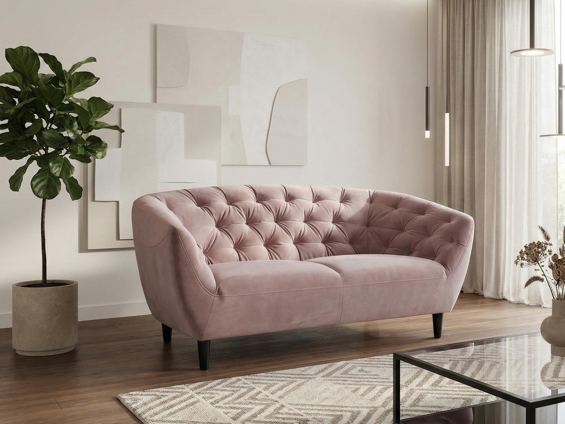 Sofá chesterfield Norsica 260 (Rosa Dusty)