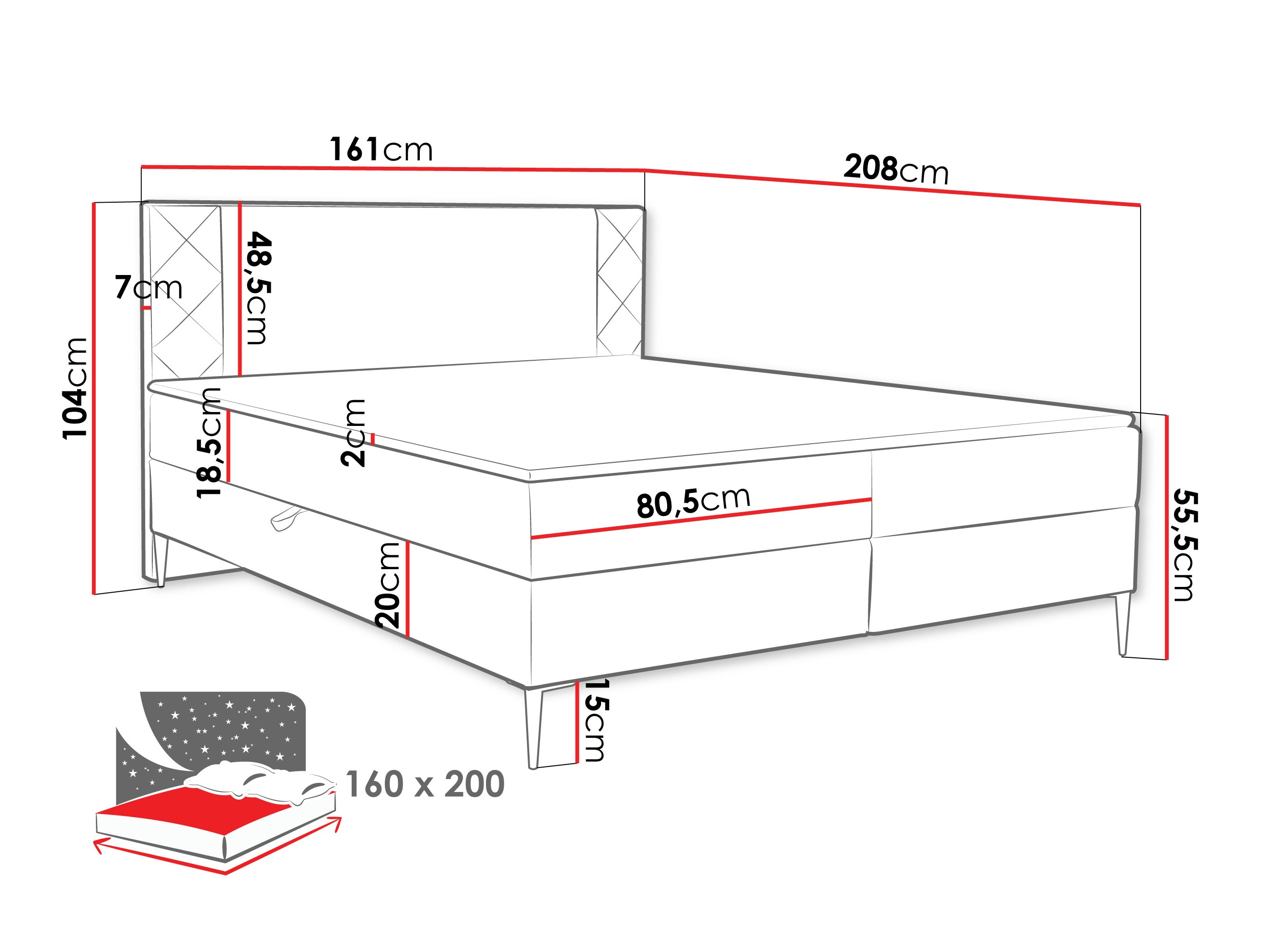 Cama continental Providence 200 (Polo 872)