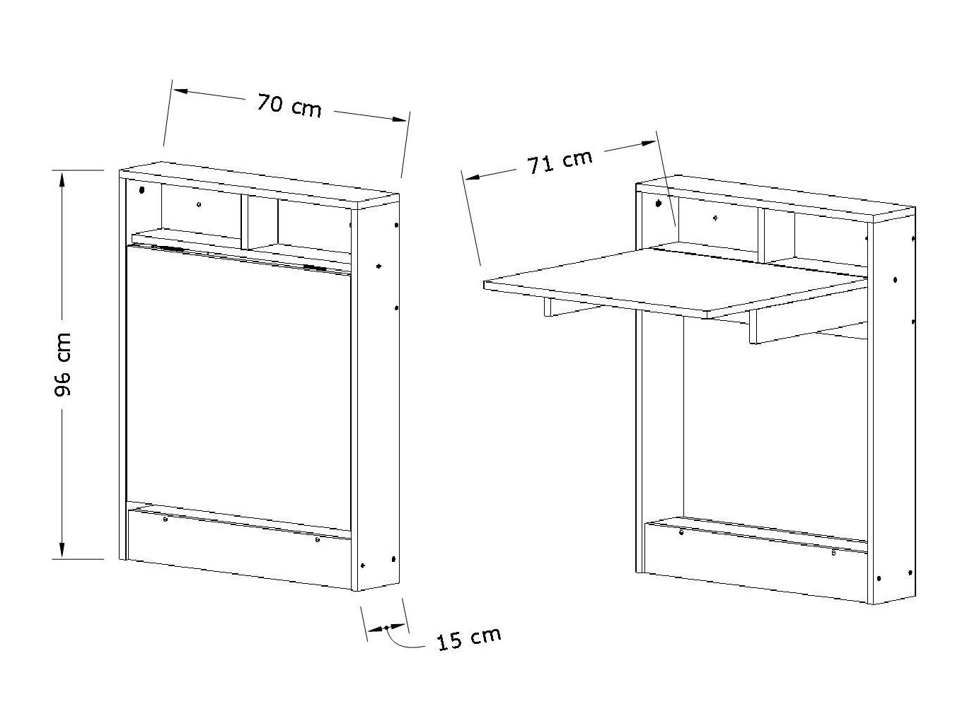 Mesa plegable Kailua 187 (Blanco + De color marrón claro)