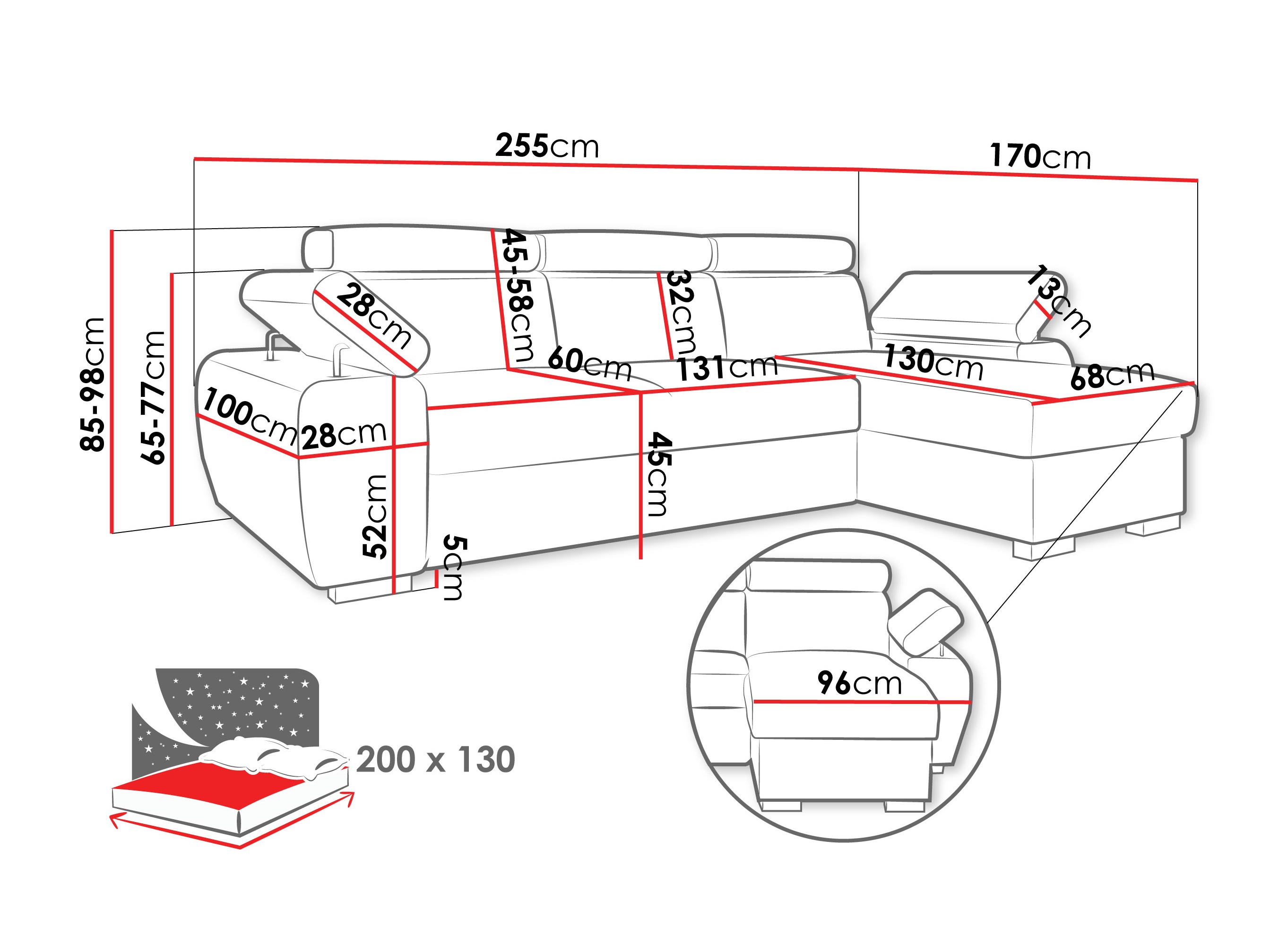 Sofá rinconero Columbus 252 (Lumo 65)