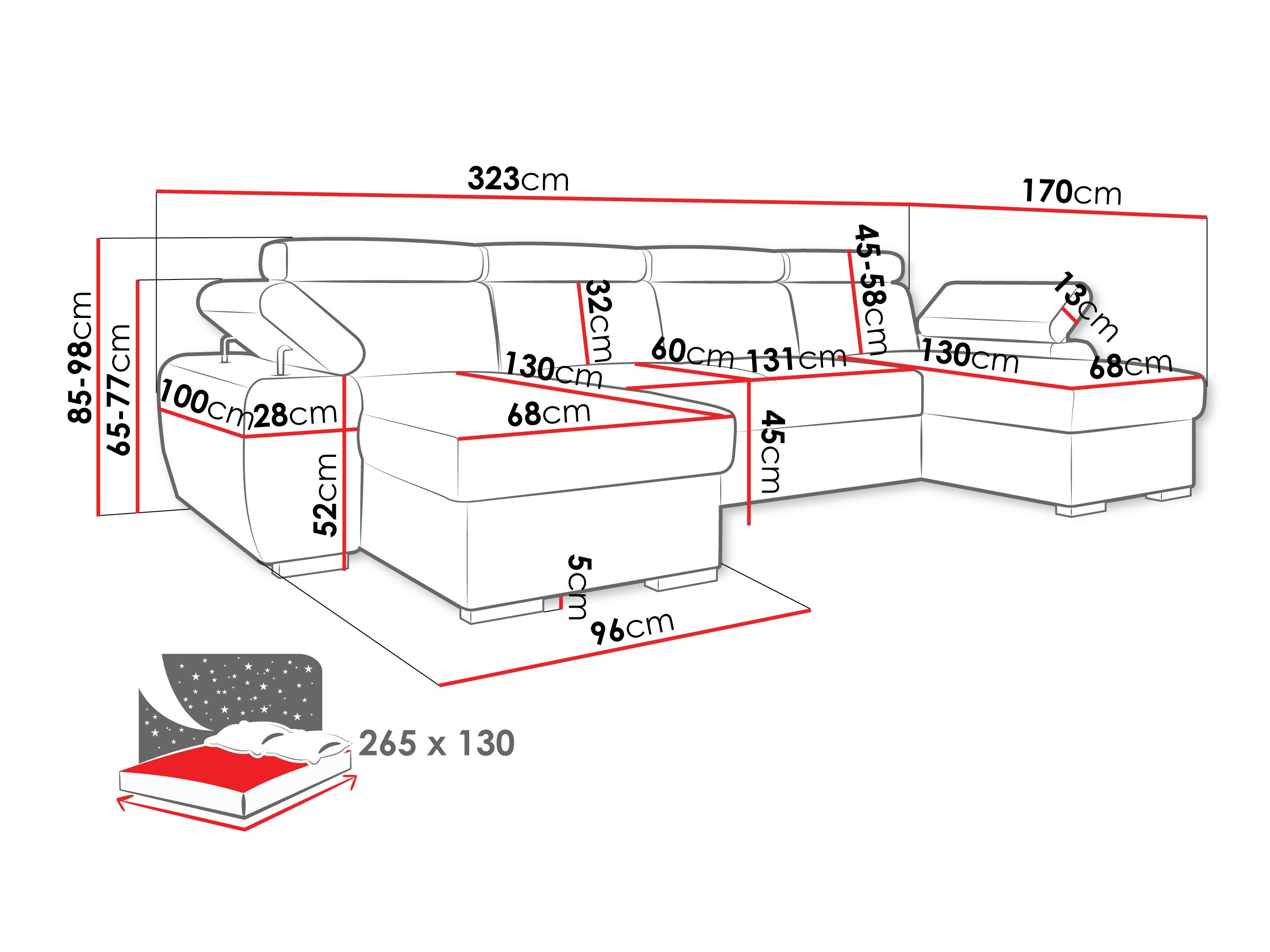 Sofá rinconero Columbus 253 (Lumo 55)