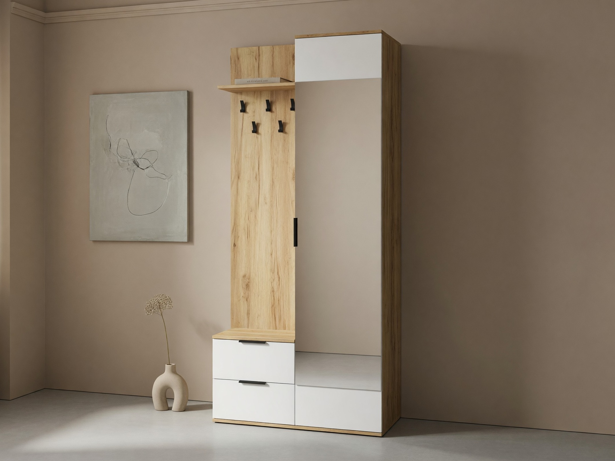 Conjunto para recibidor Houston 2004 (Roble dorado + Blanco)