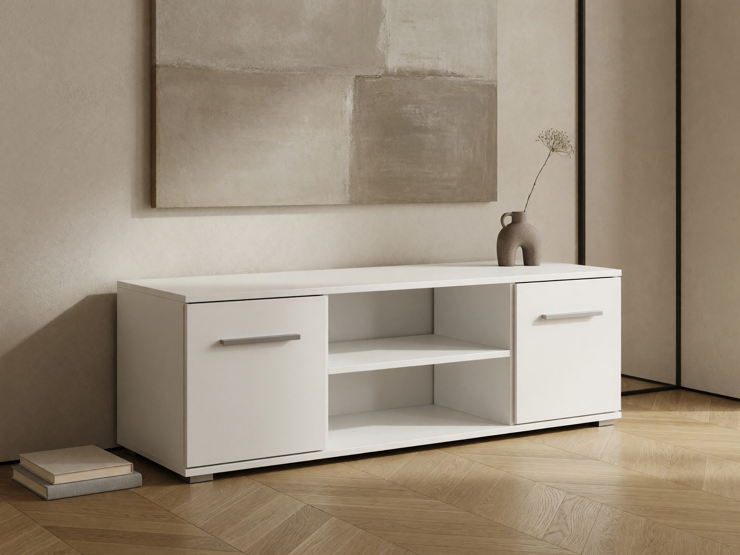 Mueble TV Cirveso 109 (Blanco + Blanco brillante)