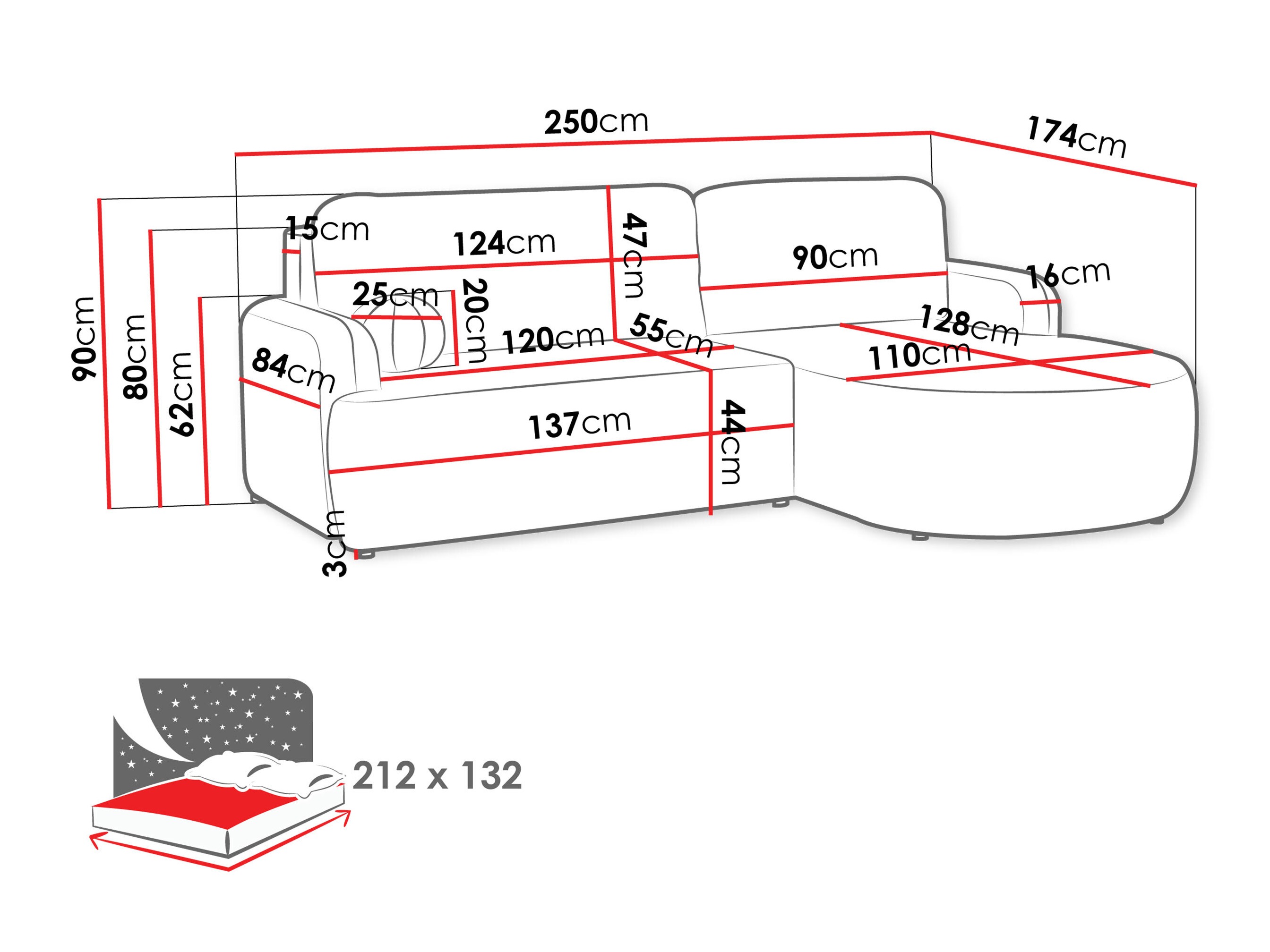 Sofá rinconero Comfivo 532 (Lumo 65)