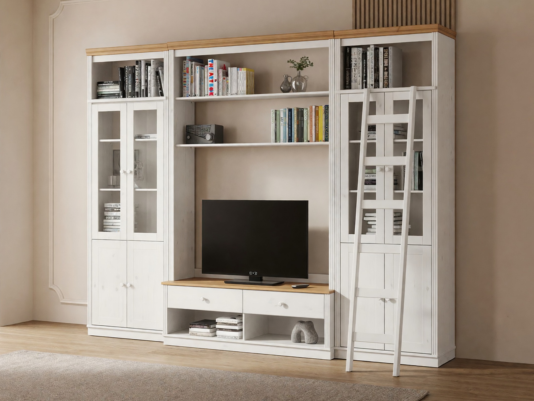 Conjunto de salón Saltoro 128 (Blanco + Miel de roble)