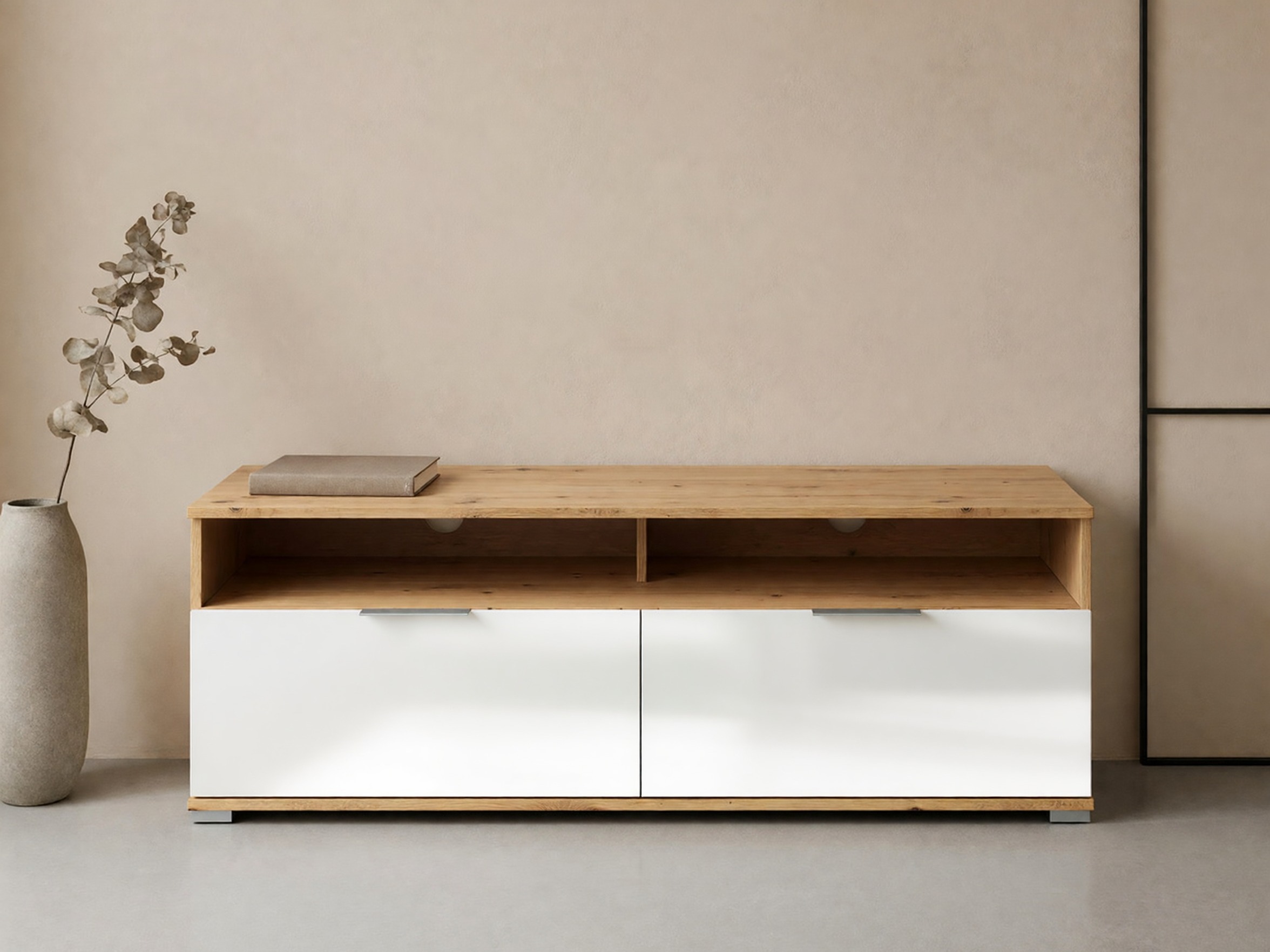Mueble TV Tivetra 109 (Roble Artisan + Blanco brillante)