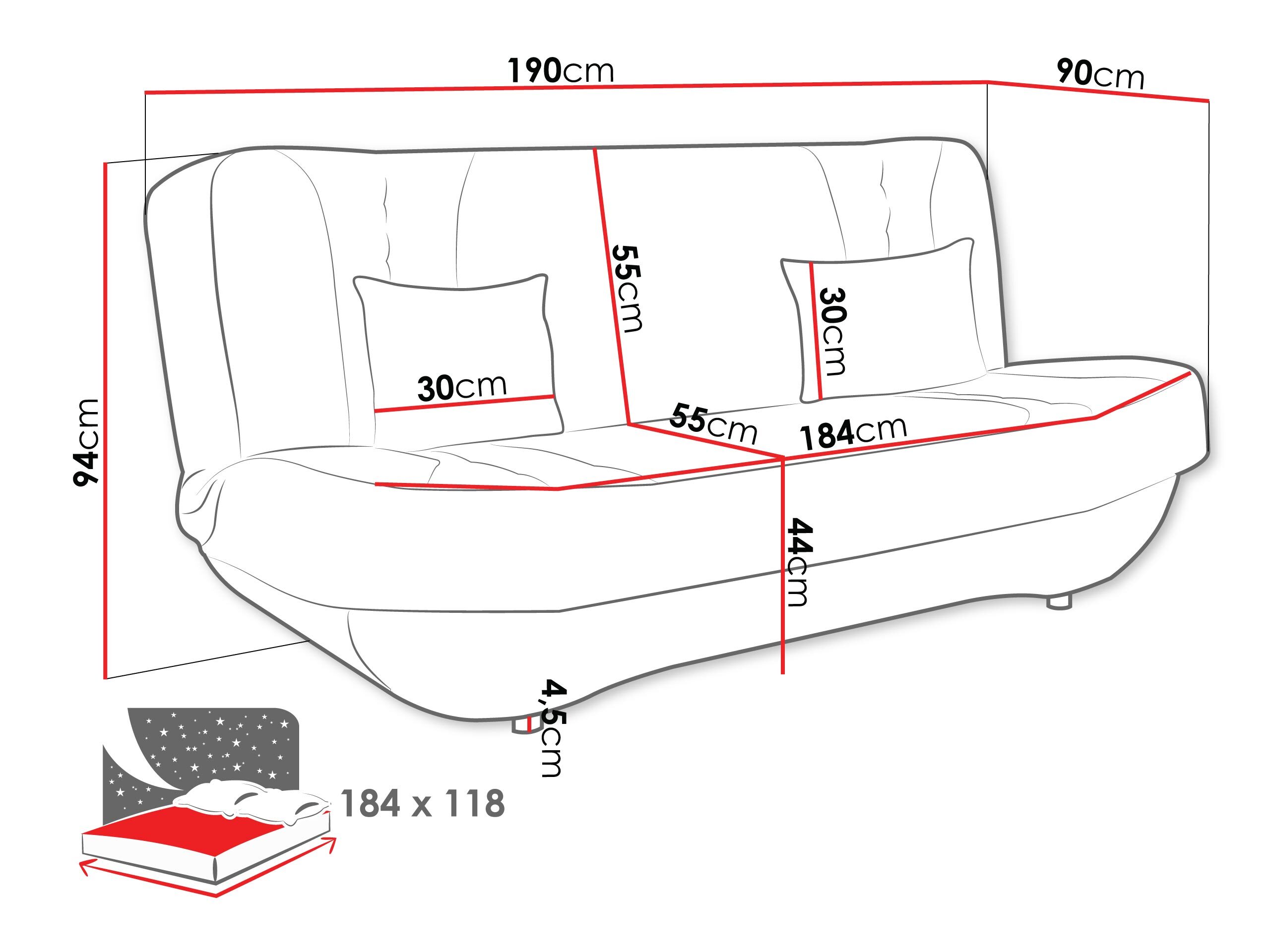 Sofá cama Comfivo Cervus (Margo 227.09)