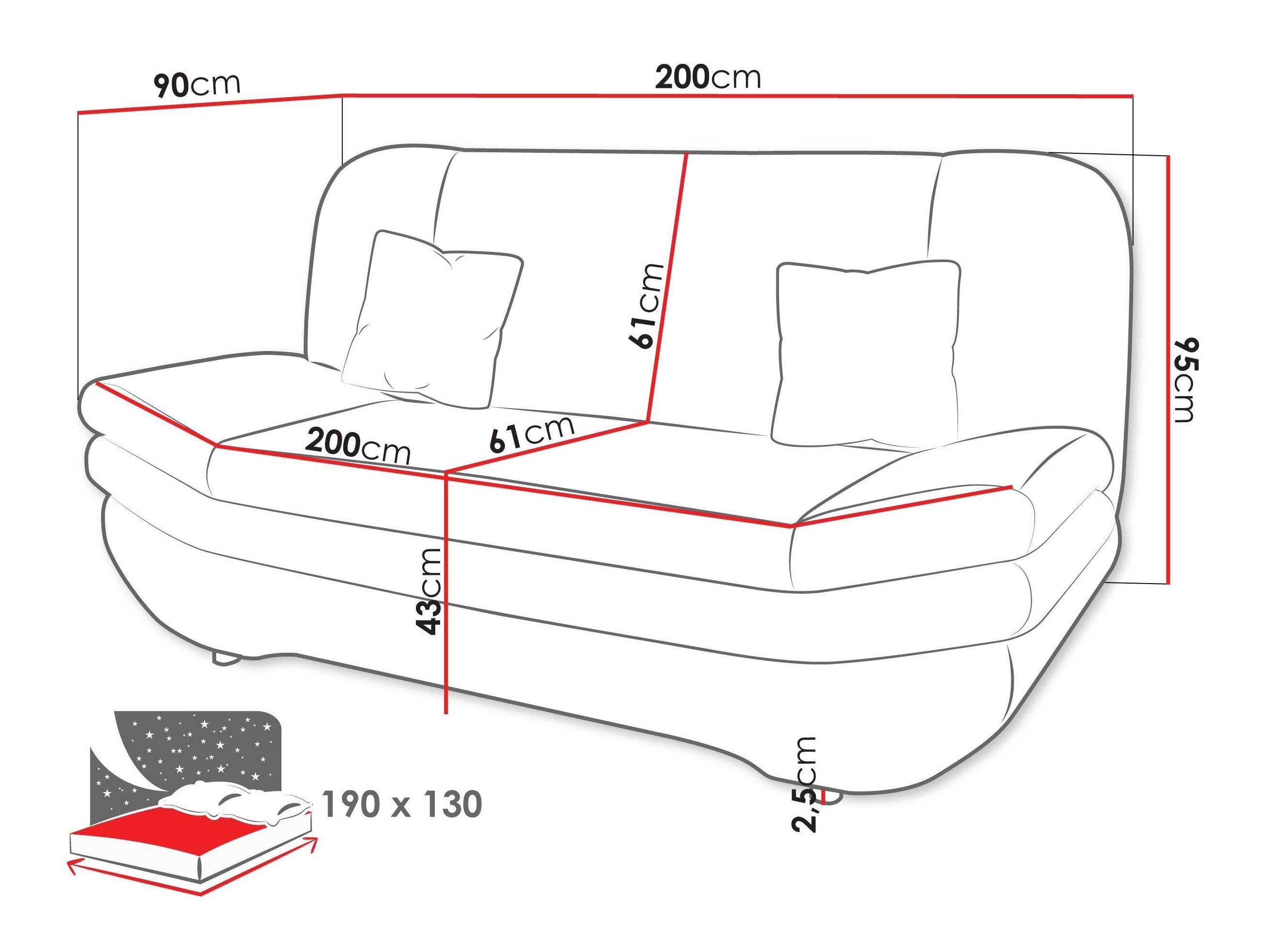 Sofá cama Comfivo Silva (Margo 227.09)