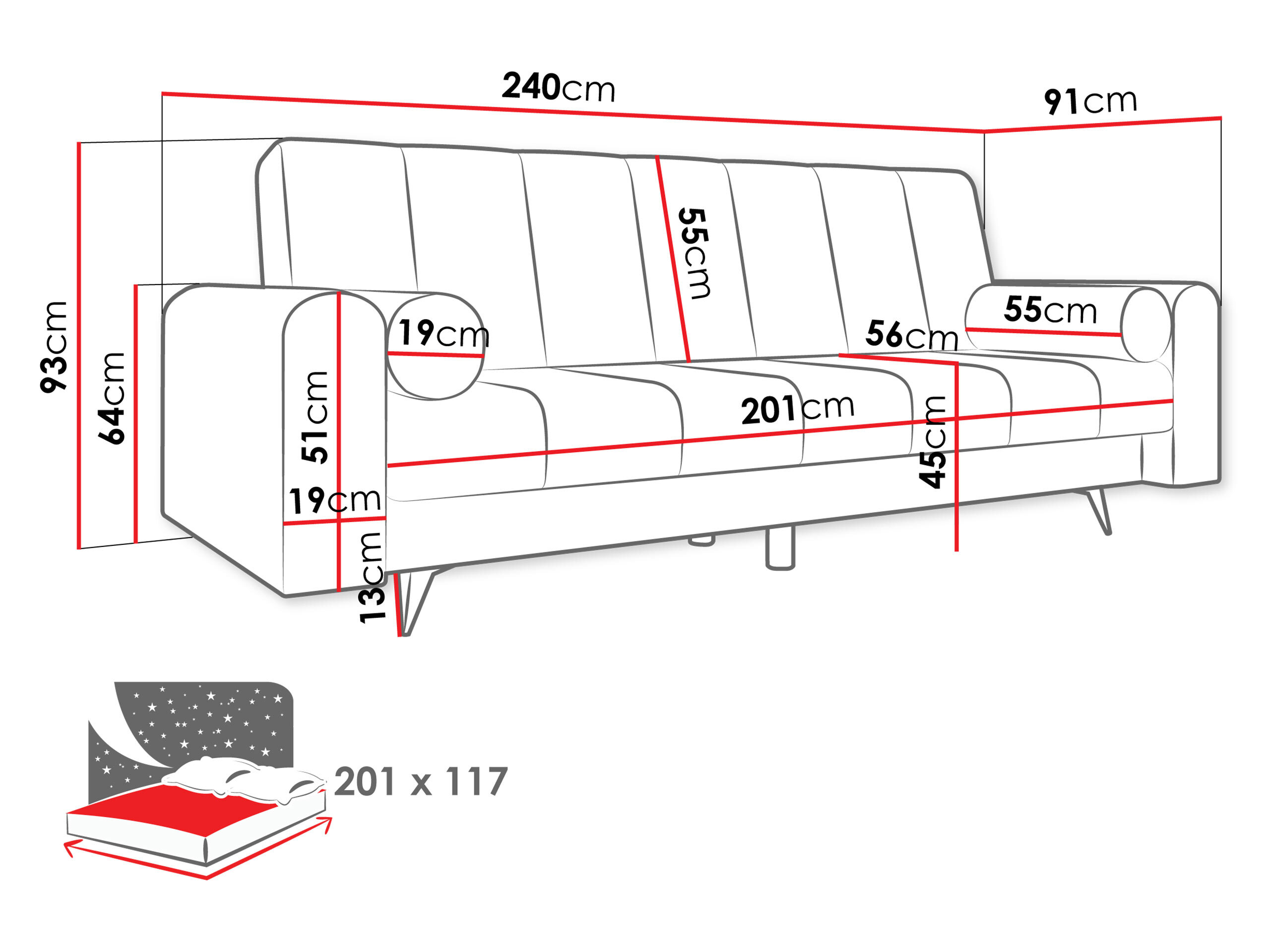 Sofá cama Comfivo Luda (Sandu 224.02)