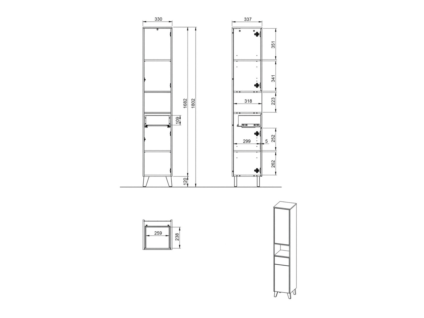 Armario de pie para baño Voseri 103