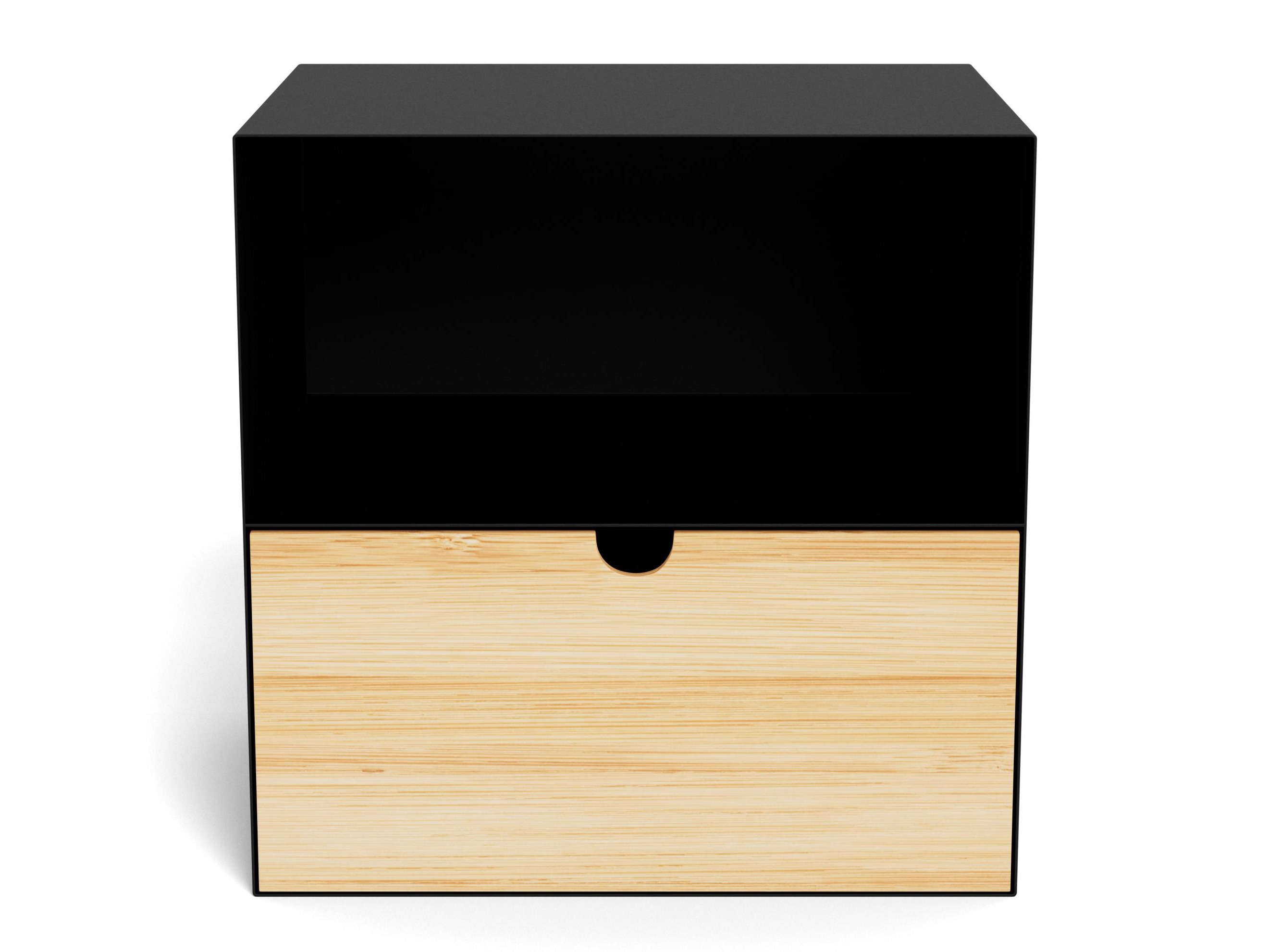 Mesilla de noche Norsica 375 (Negro + Luminoso madera)