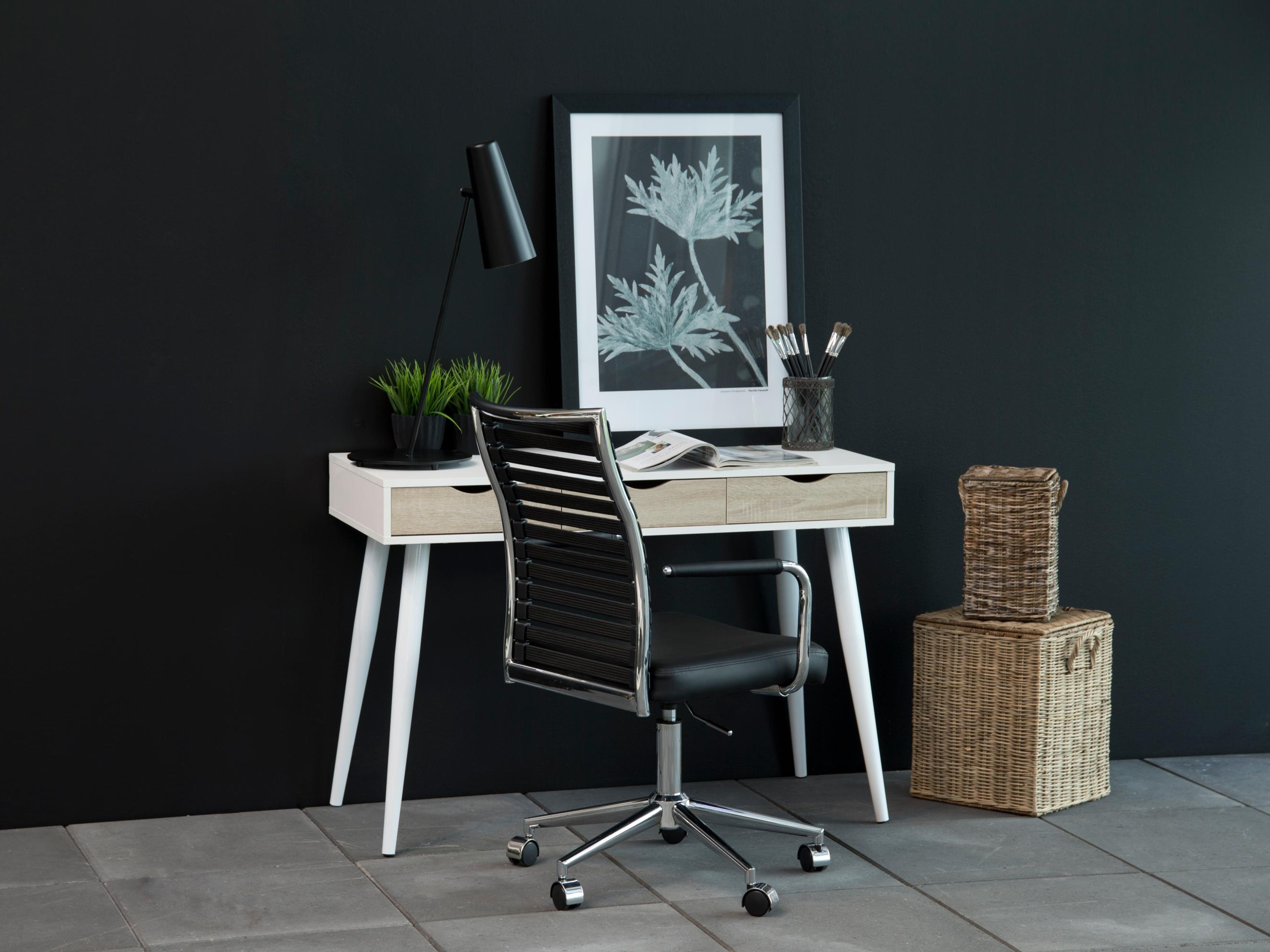 Mesa de oficina Norsica 113 (Blanco + Roble)