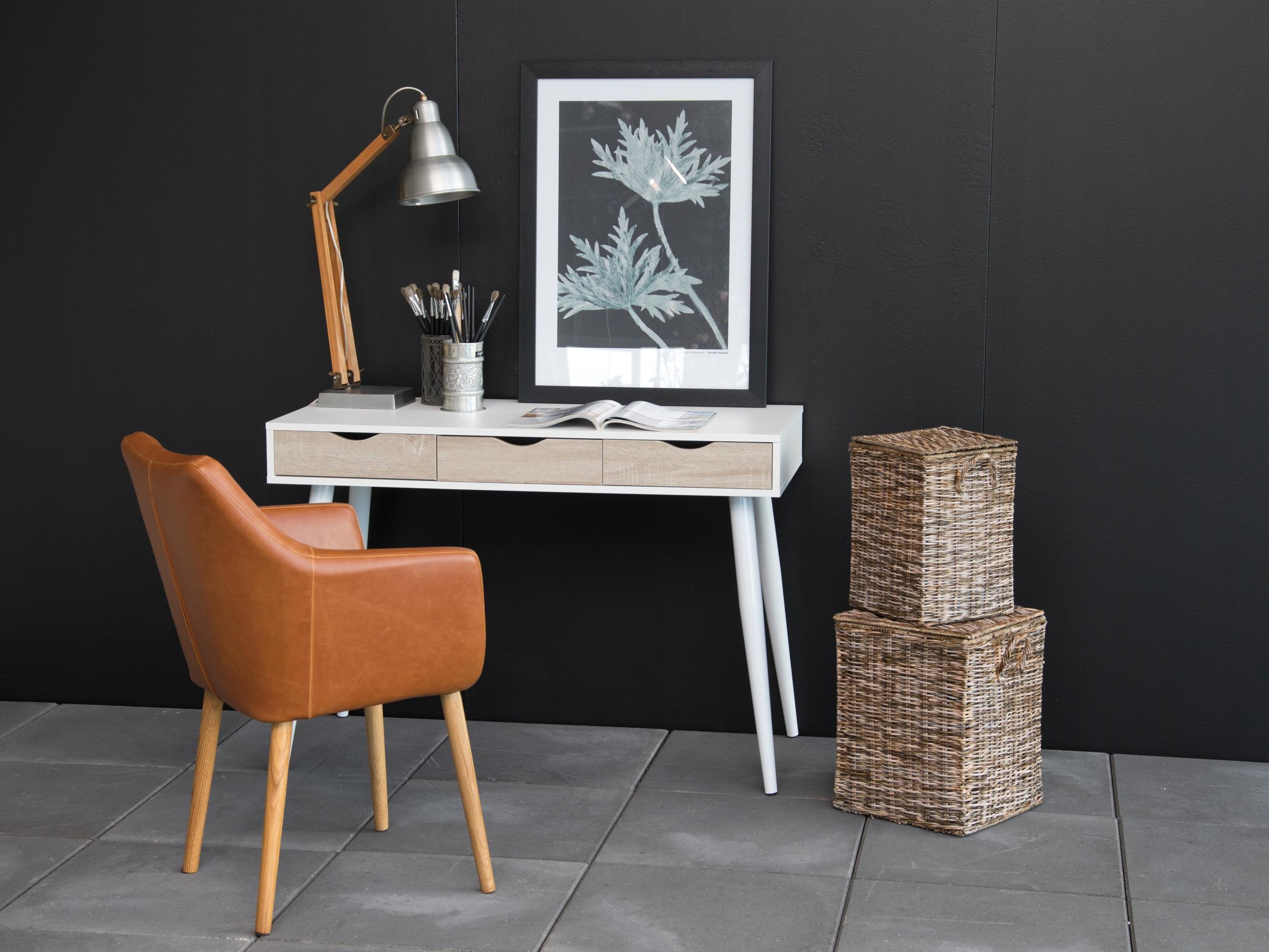 Mesa de oficina Norsica 113 (Blanco + Roble)