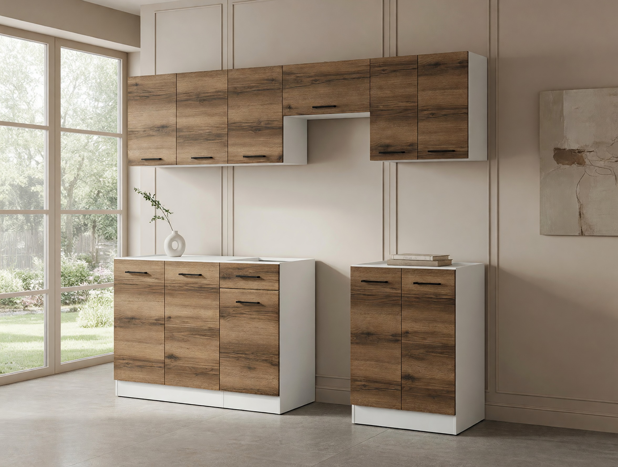 Conjunto de cocina Boston 498 (Roble delano oscuro)