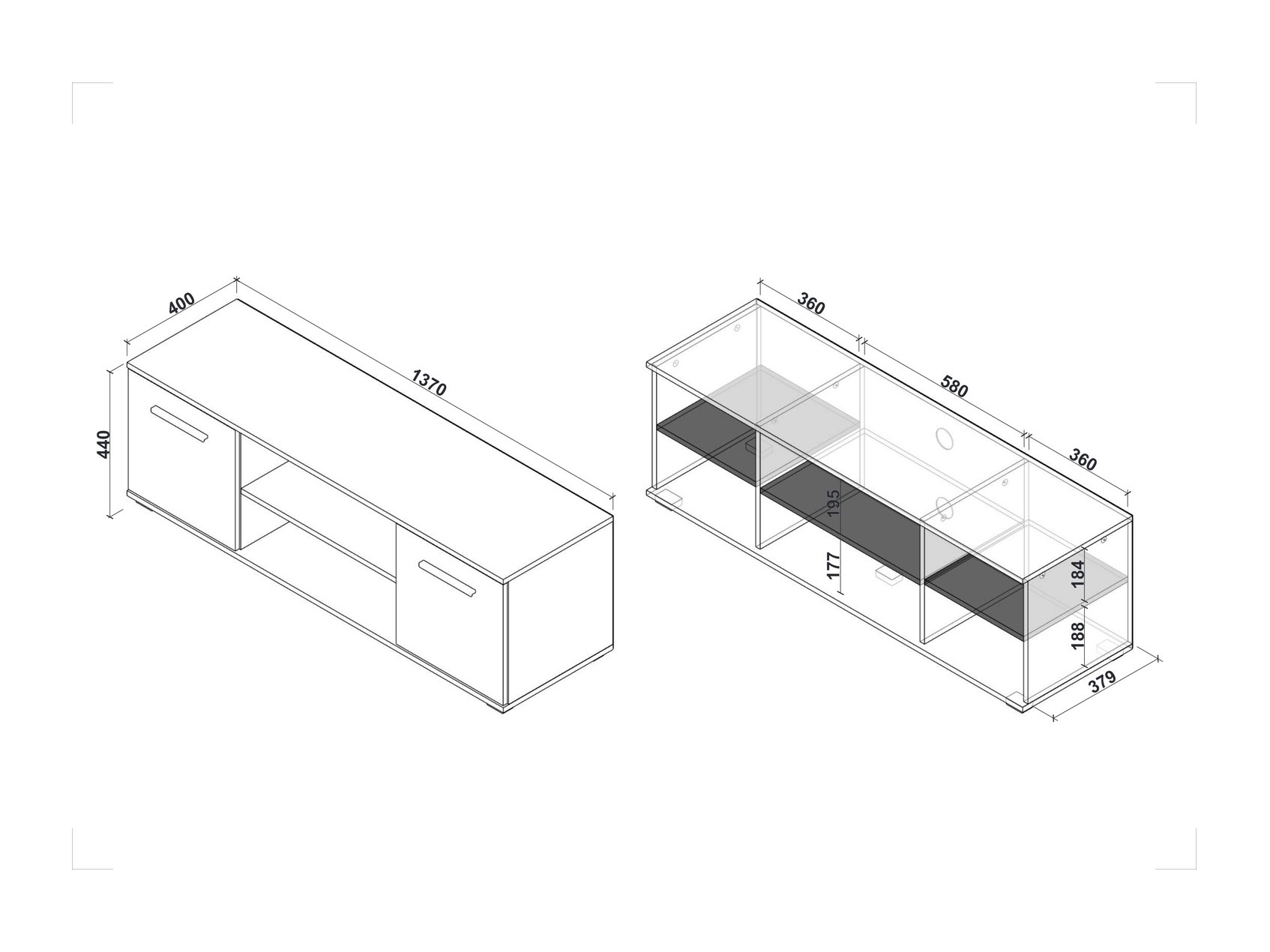 Mueble TV Cirveso 109 (Roble Sonoma + Blanco brillante)