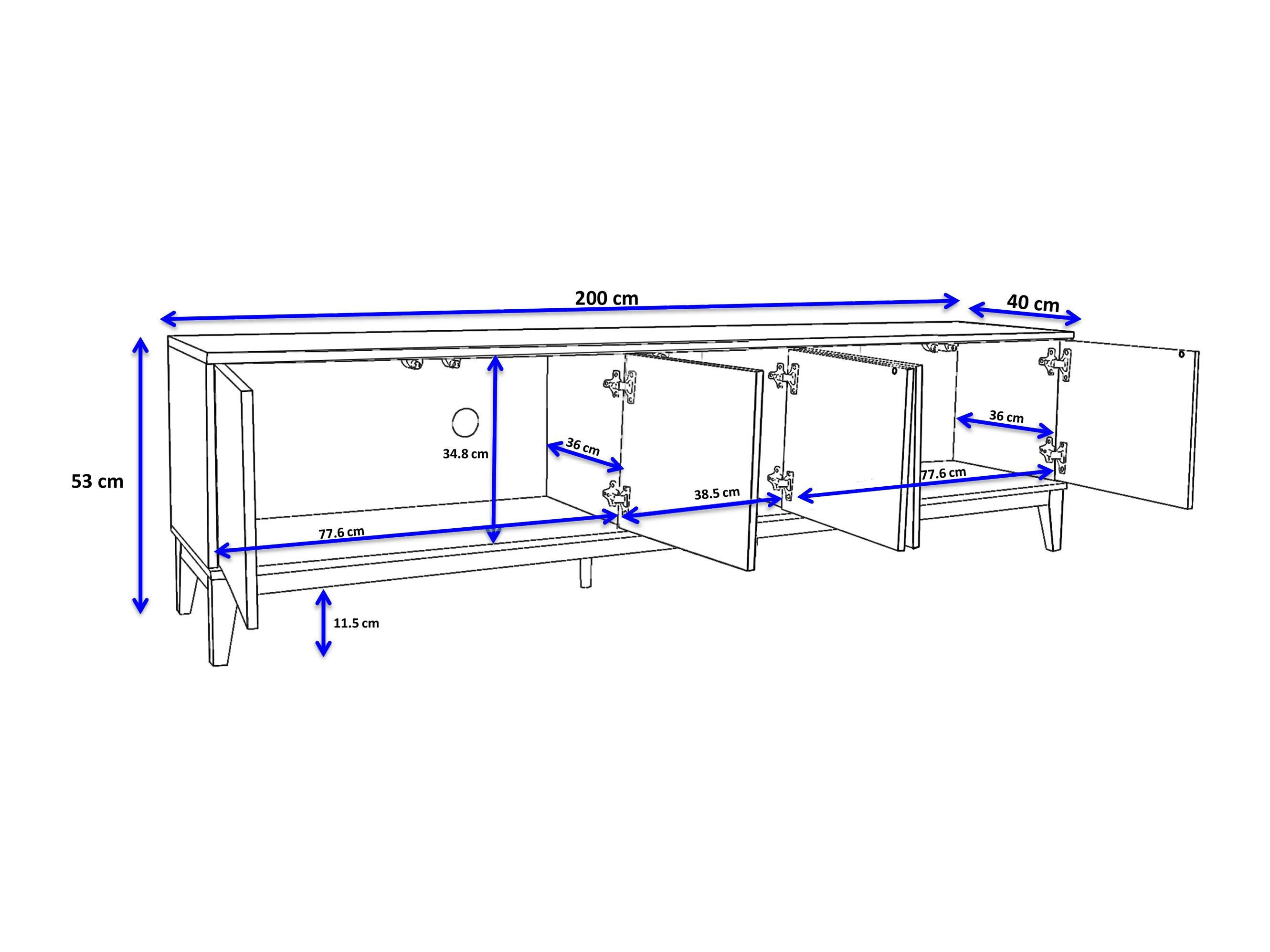 Mueble TV Felmelo 100 (Blanco + Roble wotan)