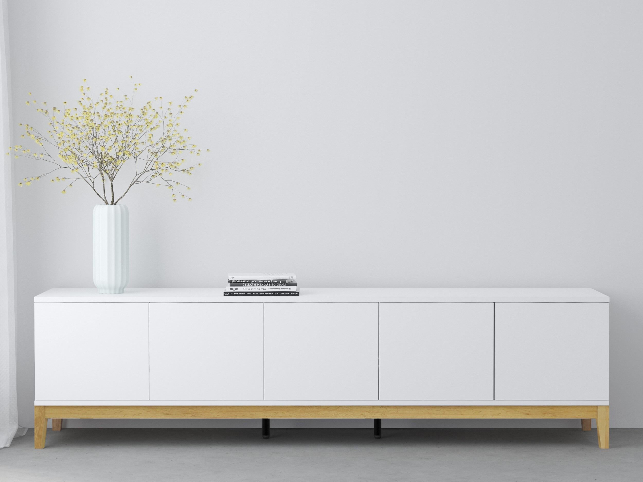 Mueble TV Felmelo 100 (Blanco + Roble wotan)